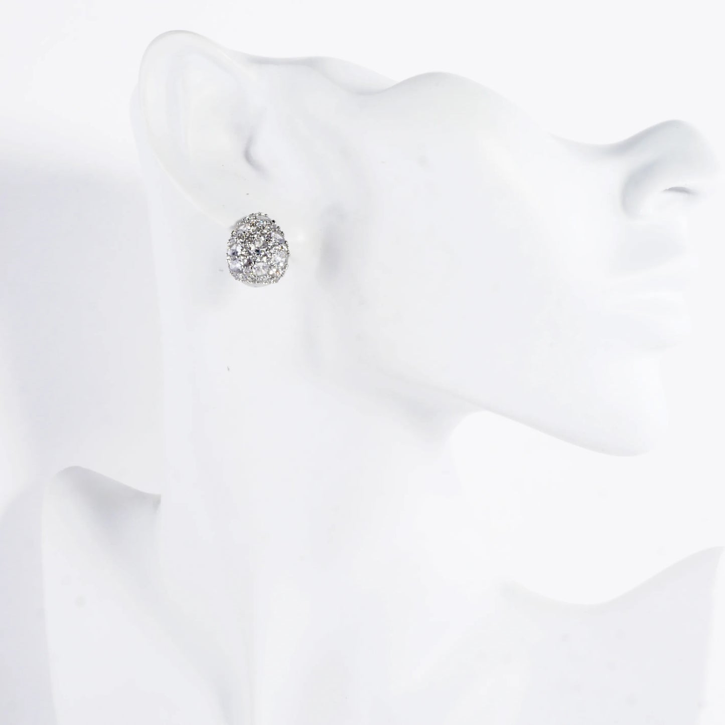 Clustered Brilliance Domed Teardrop Stud Earrings