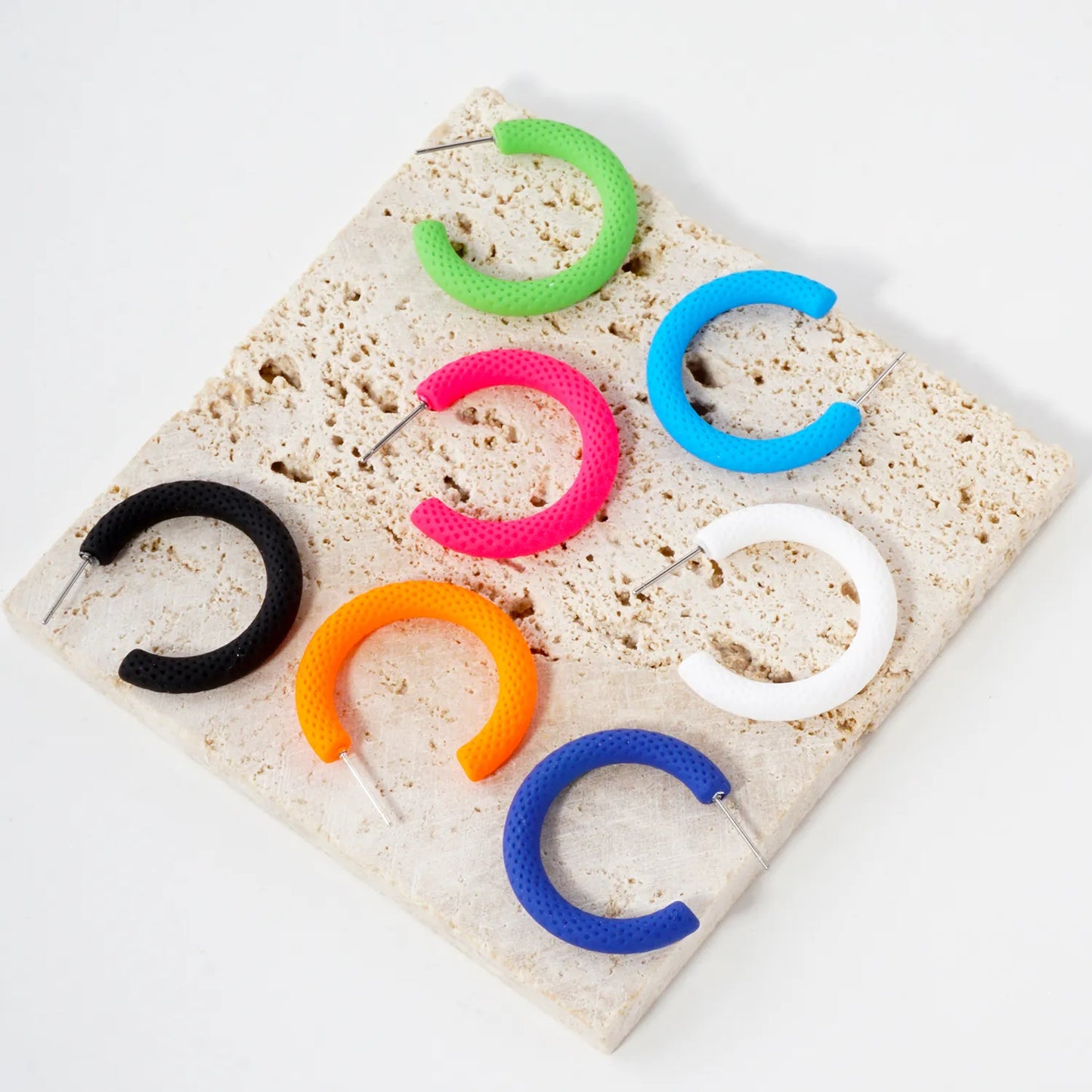 Color-Coated 30mm Textured Open Hoop Earrings