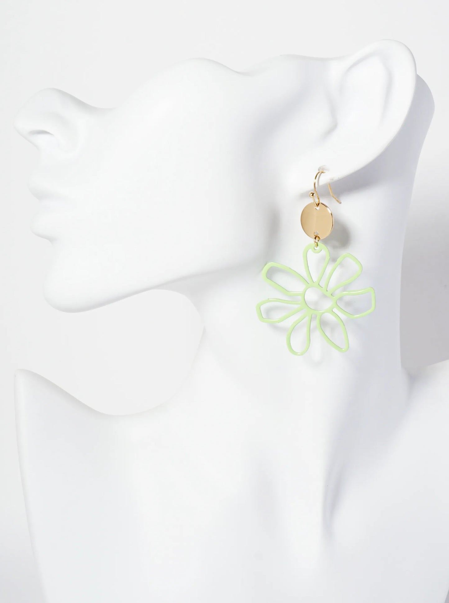 Color-Coated Filigree Metal Flower Dangle Drop Earrings