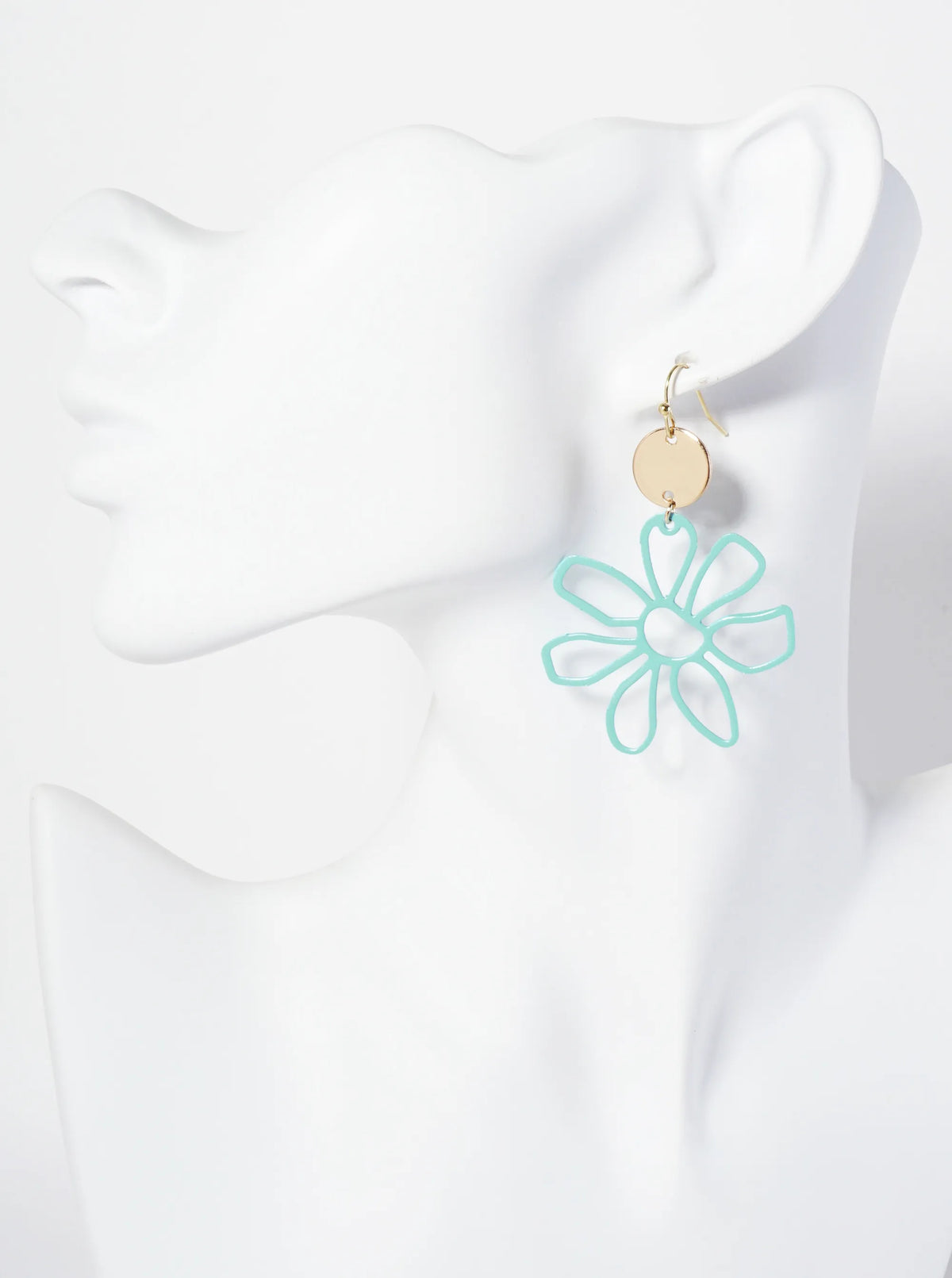 Color-Coated Filigree Metal Flower Dangle Drop Earrings