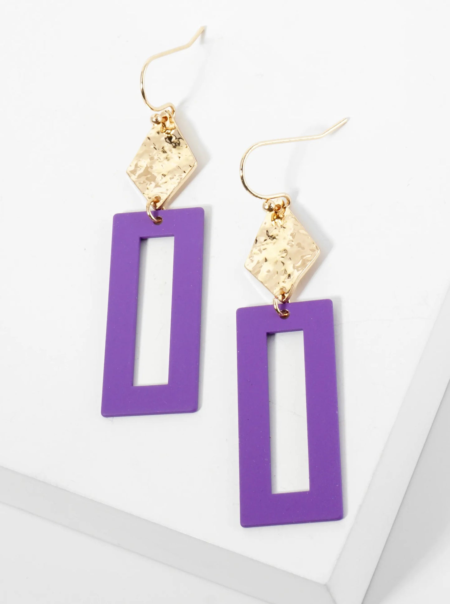 Color Coated Geometric Dangle Drop Earrings