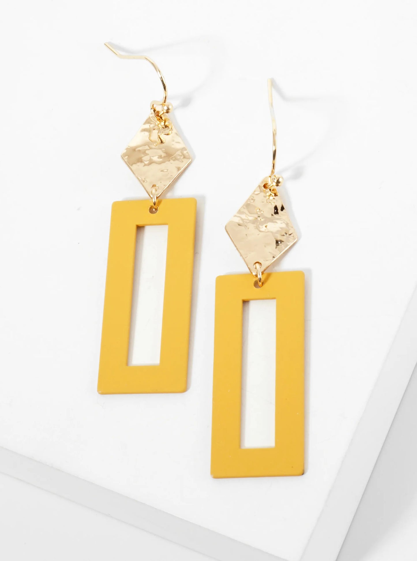 Color Coated Geometric Dangle Drop Earrings