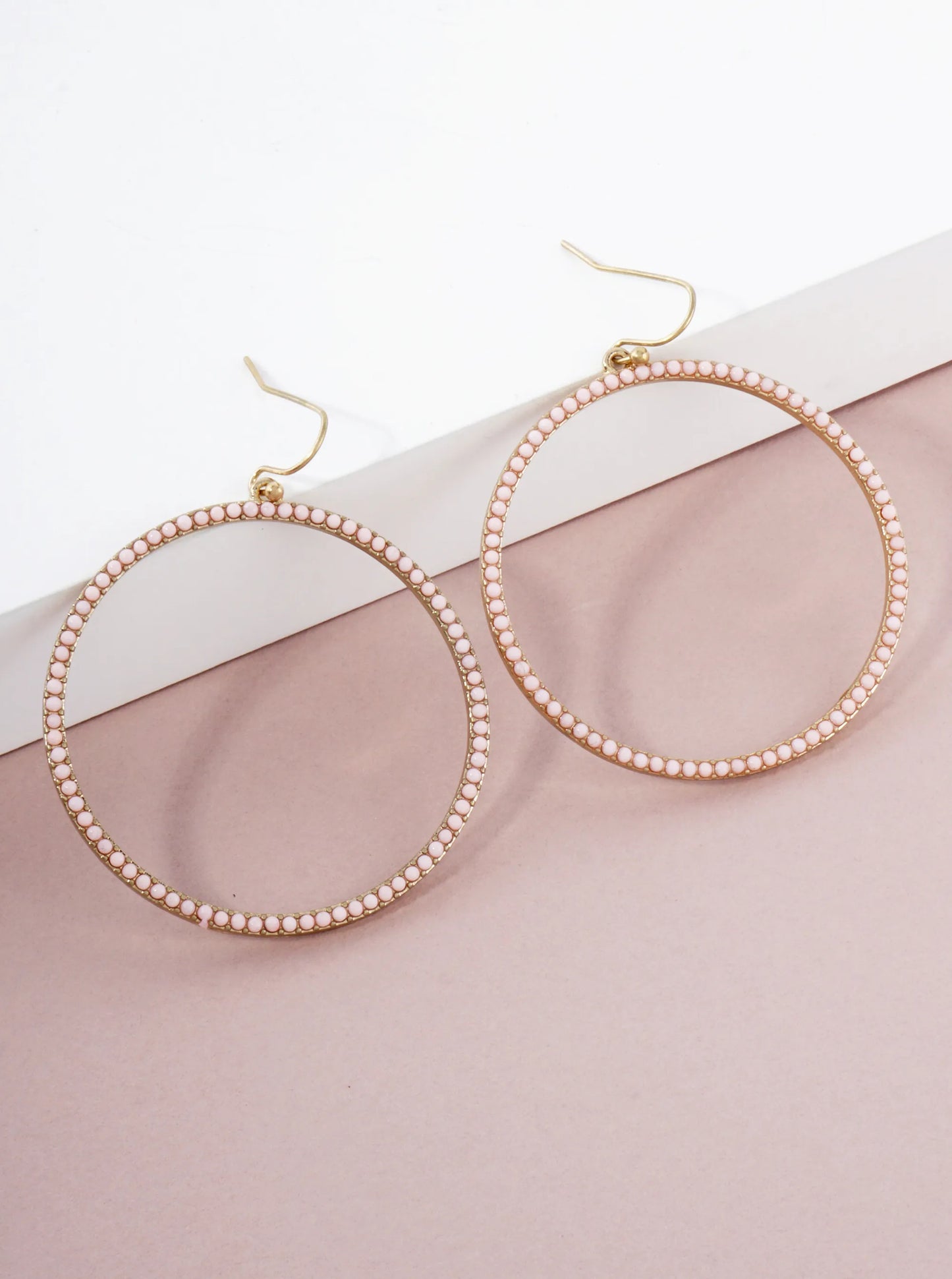 Color Stone Embedded Large Circle Drop Earrings