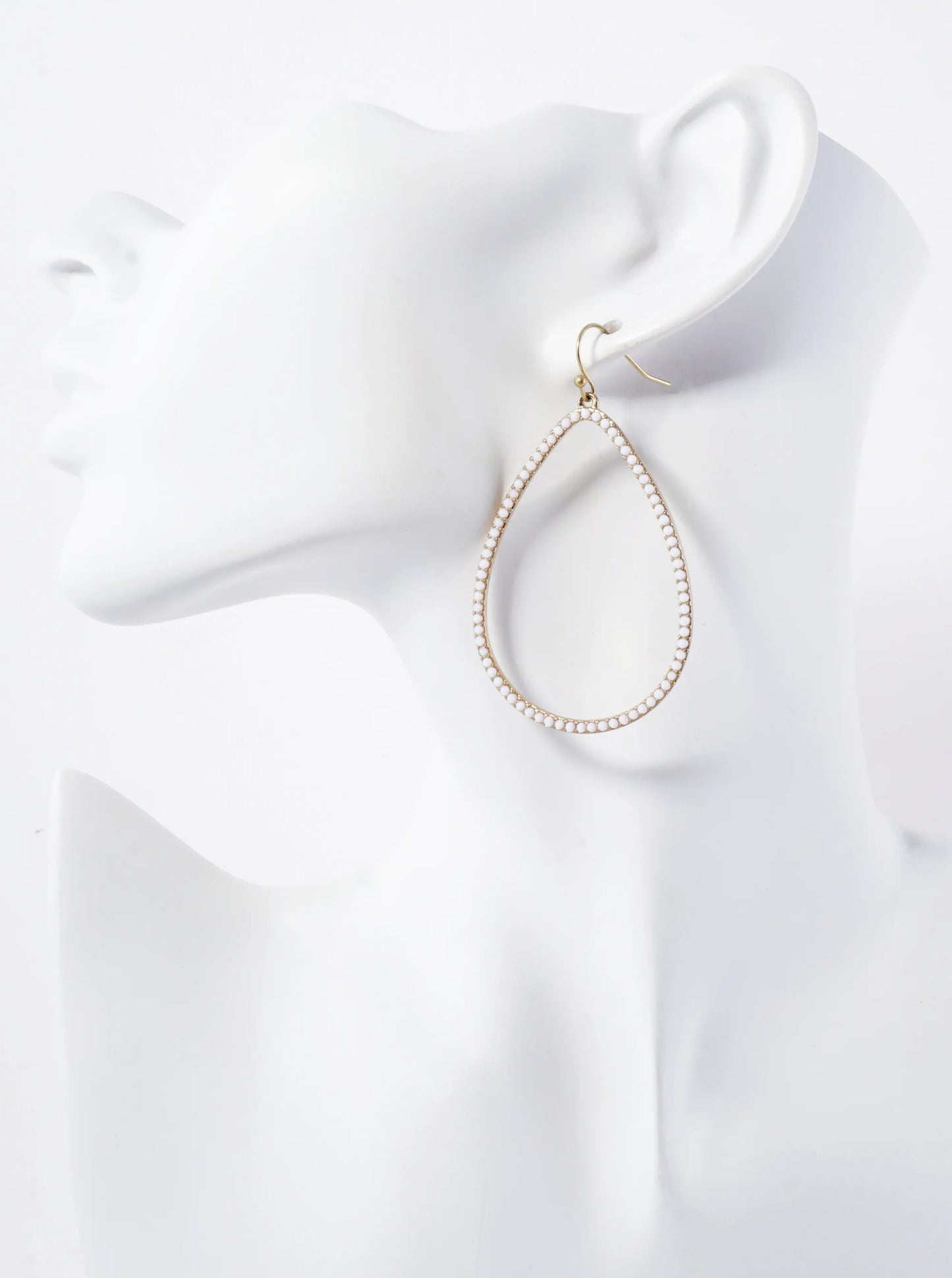 Color Stone Embedded Large Teardrop Dangle Earrings