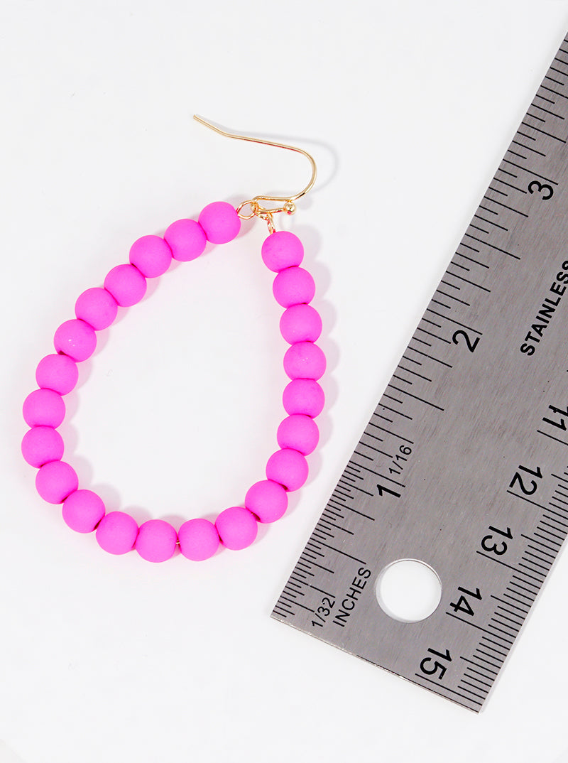 Color Coated Beaded Teardrop Dangle Drop Earrings