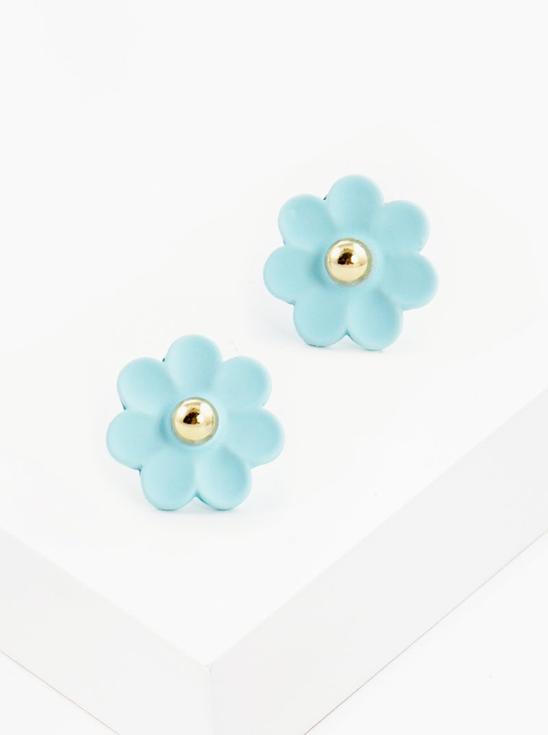 Color Coated Floral Flower Post Stud Earrings