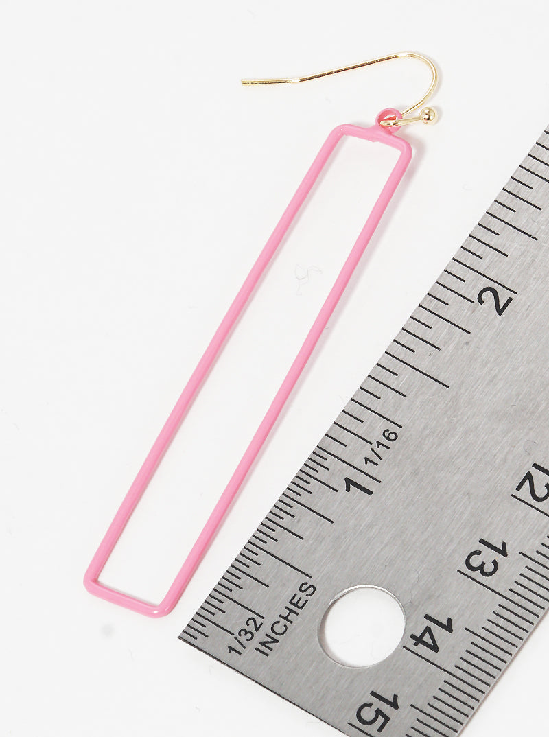 Color Coated Metal Rectangle Drop Dangle Earrings
