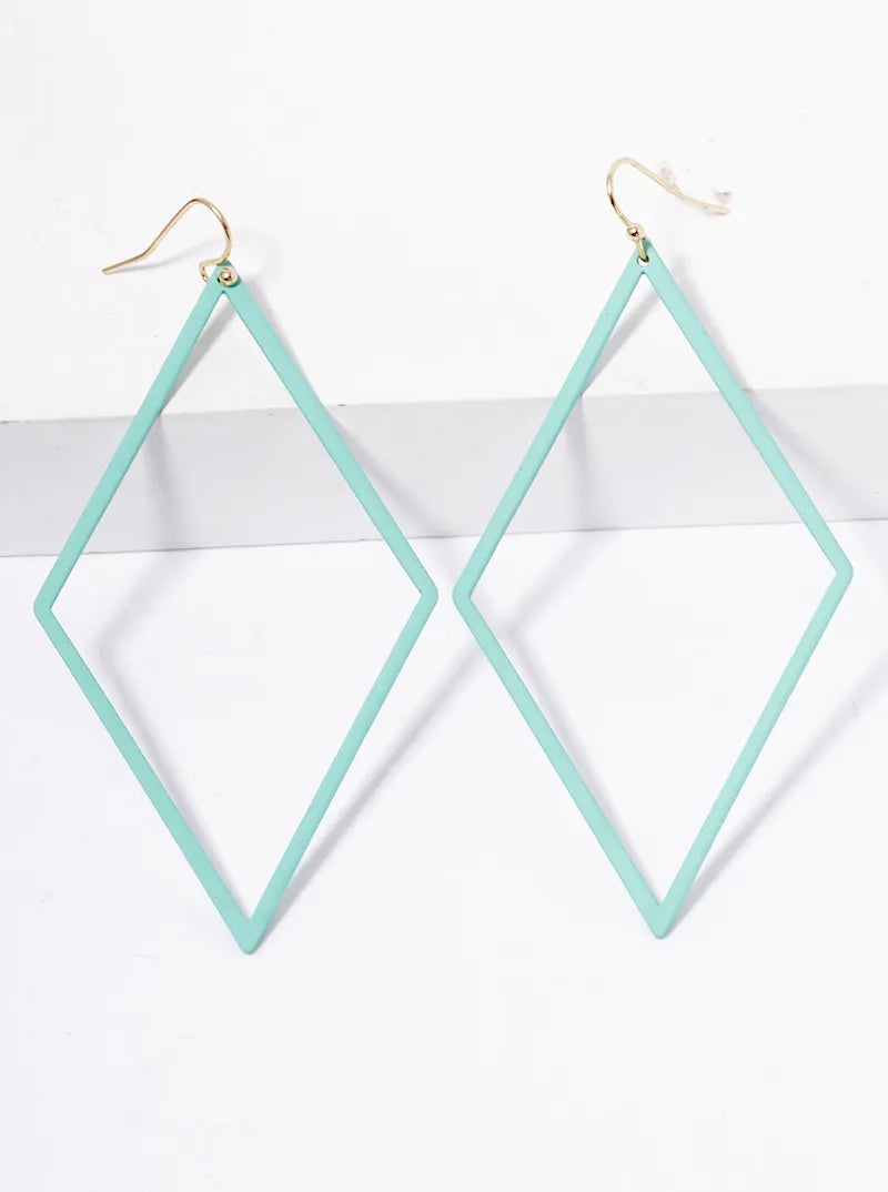 Color Coated Metal Rhombus Dangle Drop Earrings