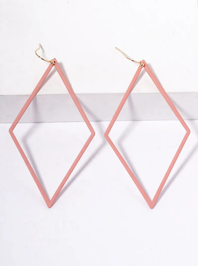 Color Coated Metal Rhombus Dangle Drop Earrings
