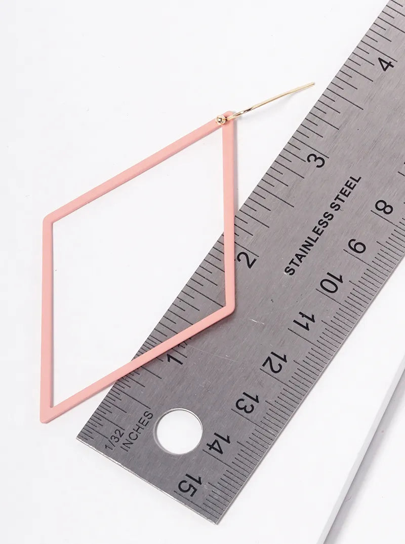 Color Coated Metal Rhombus Dangle Drop Earrings