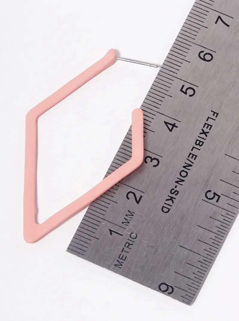 Color Coated Metal Rhombus Shape 50mm Open Hoop Earrings