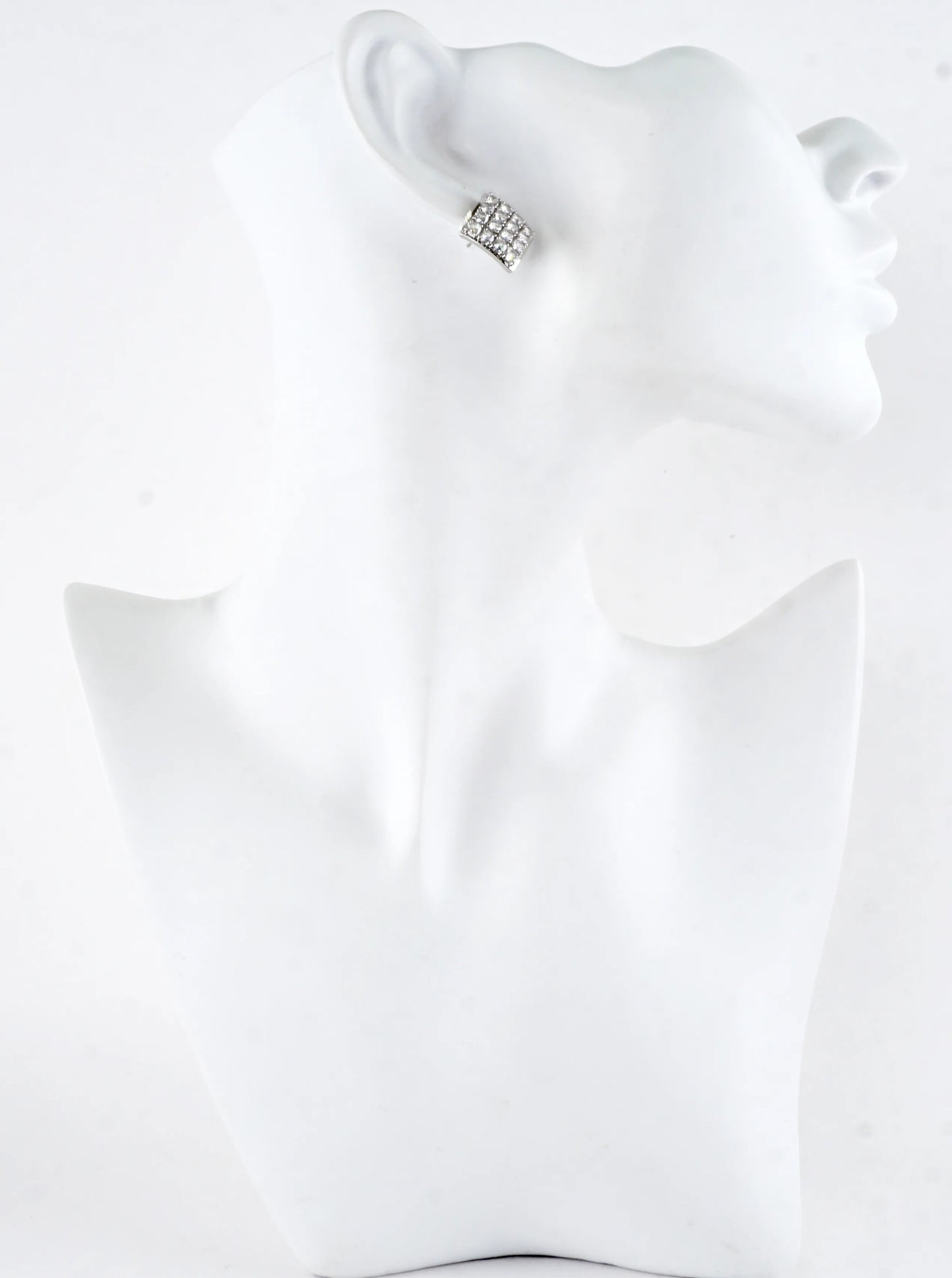 Concave Square CZ Pave Earrings