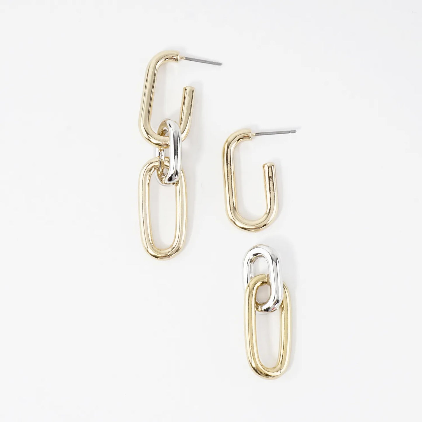 Convertible Mixed-Metal Chain Link Drop Earrings