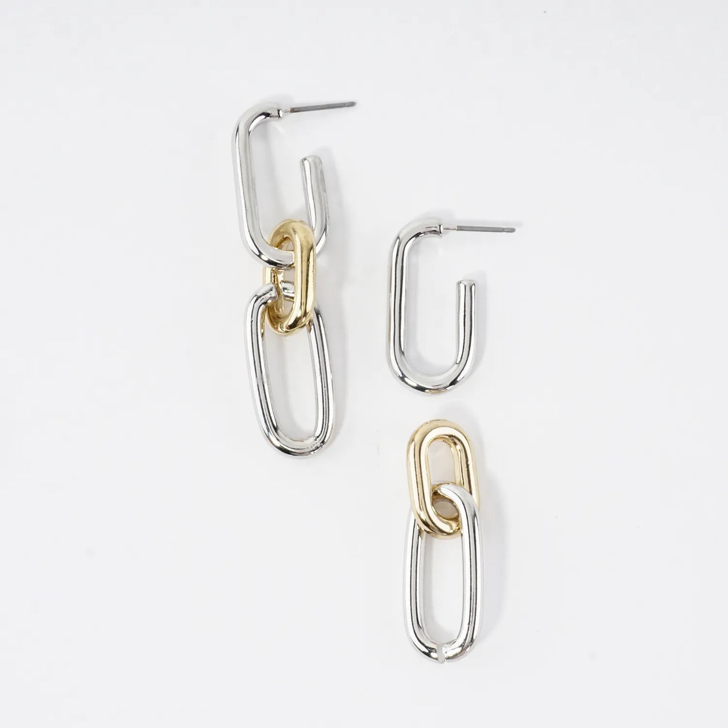 Convertible Mixed-Metal Chain Link Drop Earrings