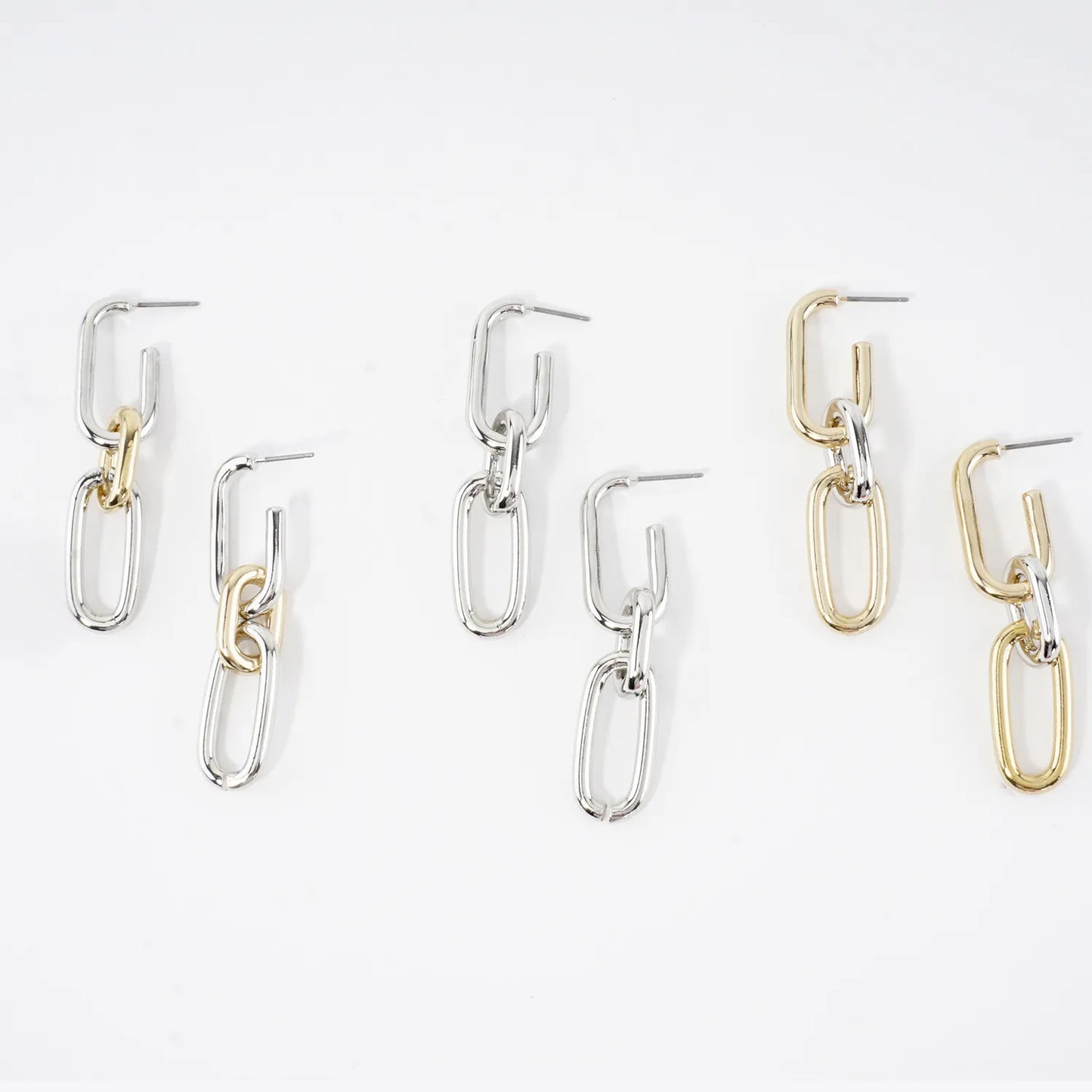 Convertible Mixed-Metal Chain Link Drop Earrings
