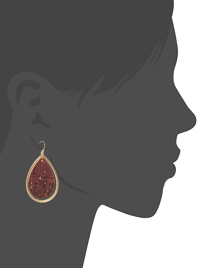Cork Teardrop Dangle Drop Earrings