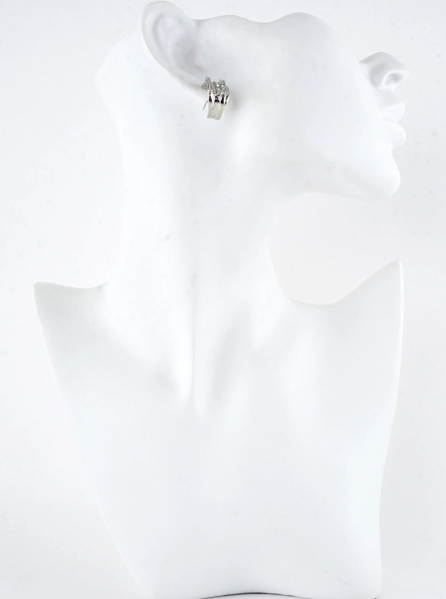 Criss Crossed Pave Rows CZ Hoop Earrings