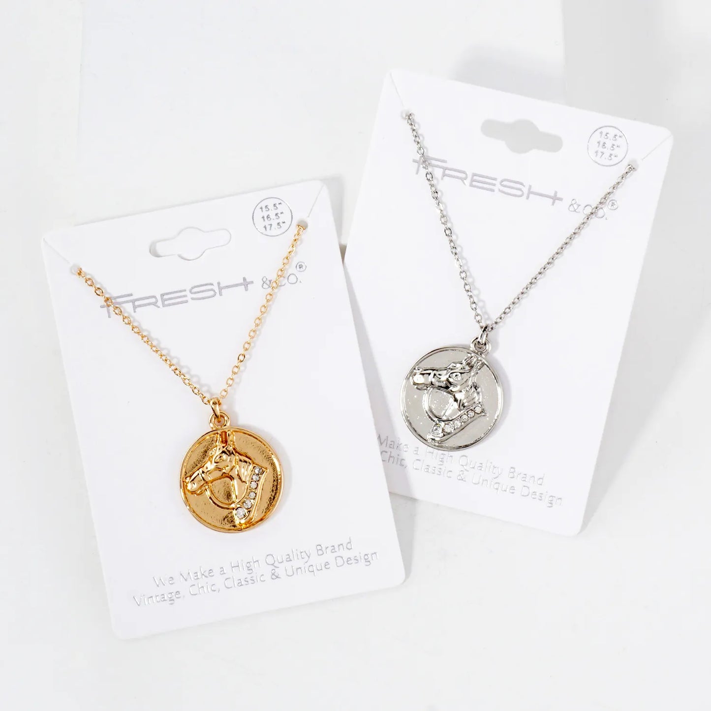 Crystal Detail Horse Medallion Necklace