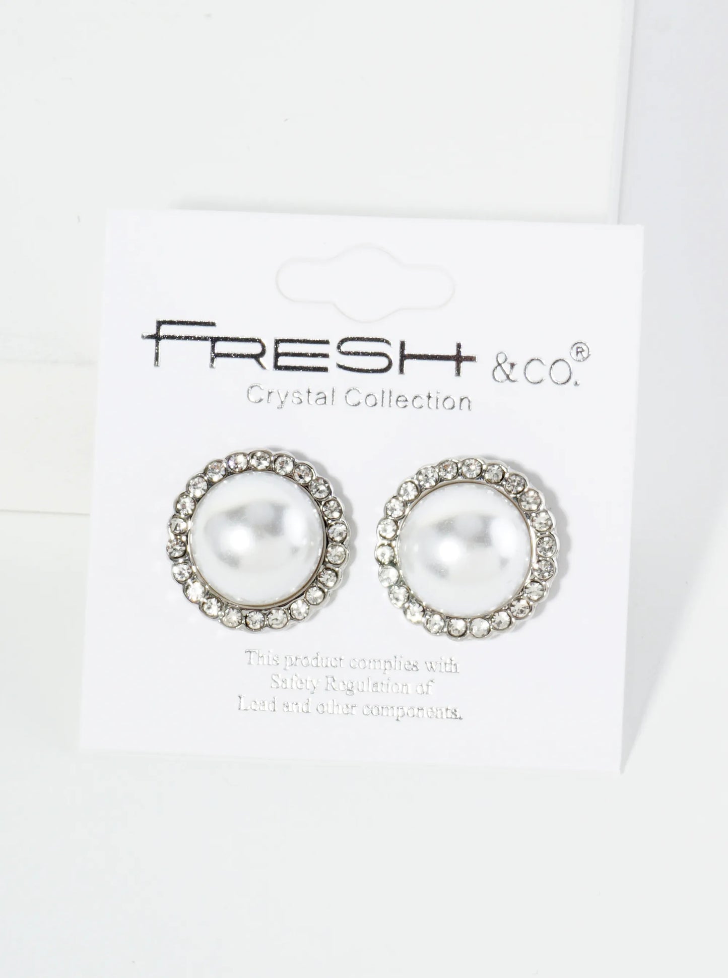 Crystal Encircling Pearl Bead Button Stud Earrings