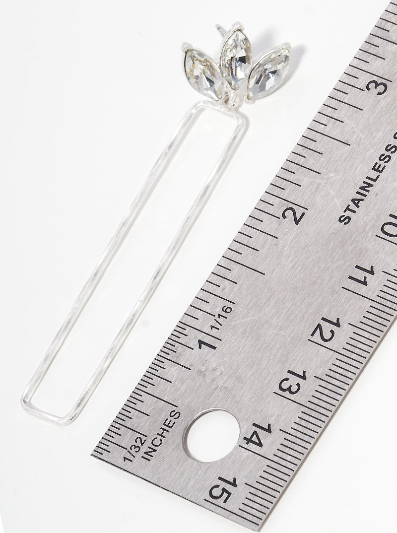 Crystal Hammered Rectangle Drop Dangle Earrings