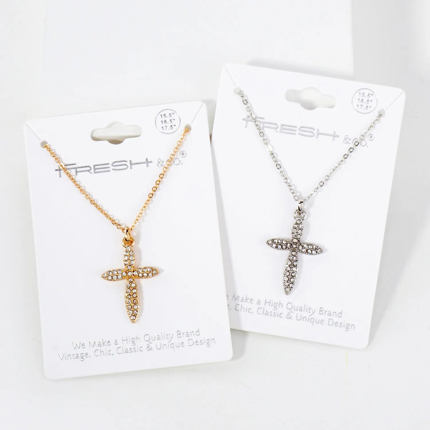 Crystal-Pave 1-Inch Cross Pendant Necklace