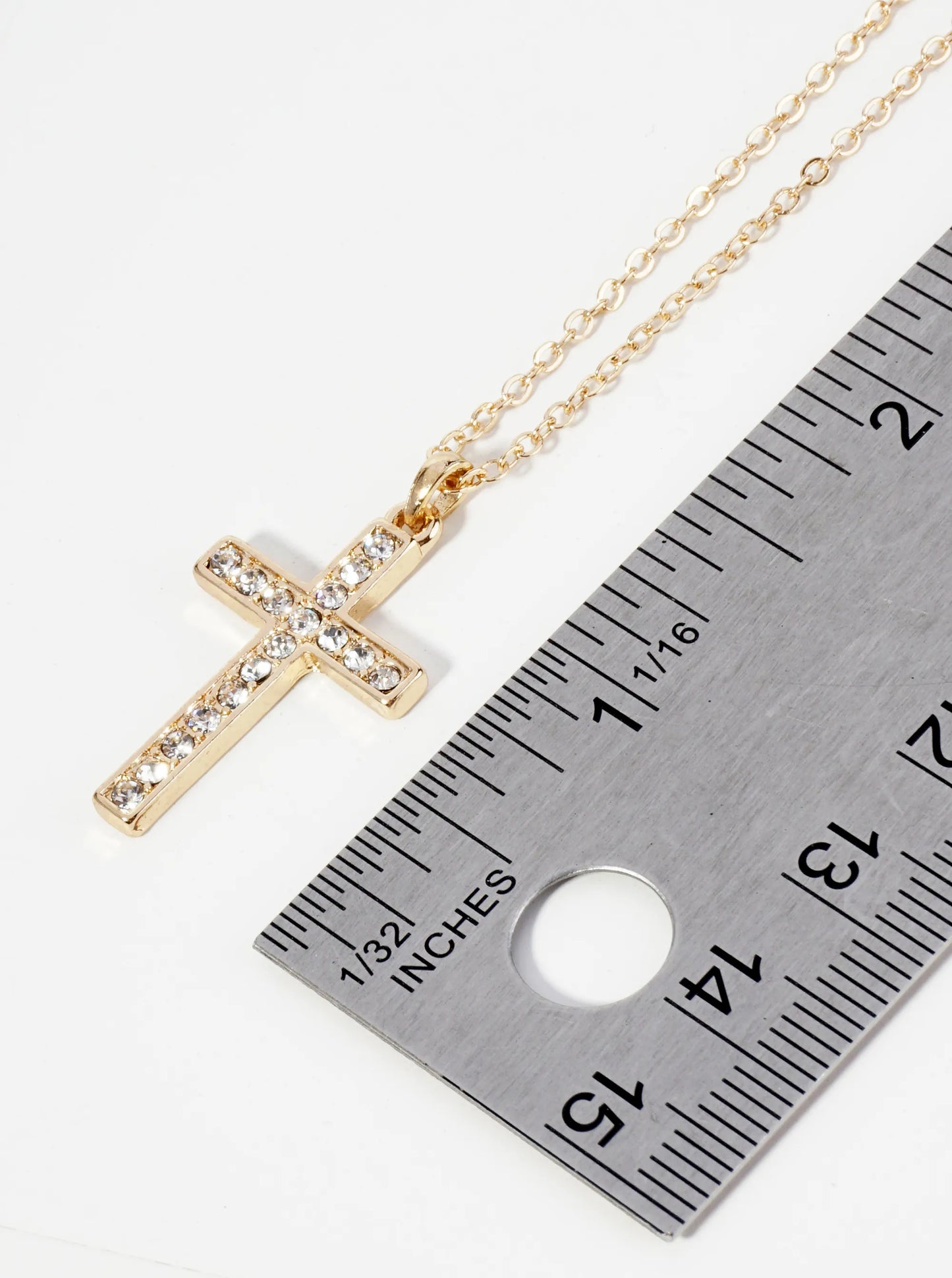Crystal Pave 1 Inch Cross Pendant Necklace