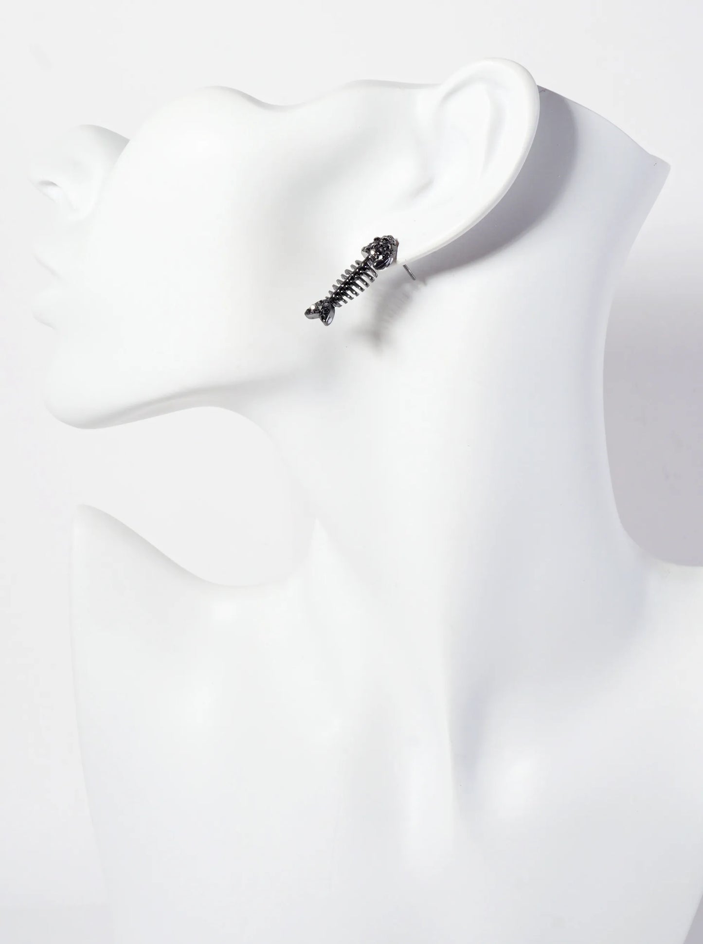 Crystal Pave 1 Inch Fishbone Stud Earrings
