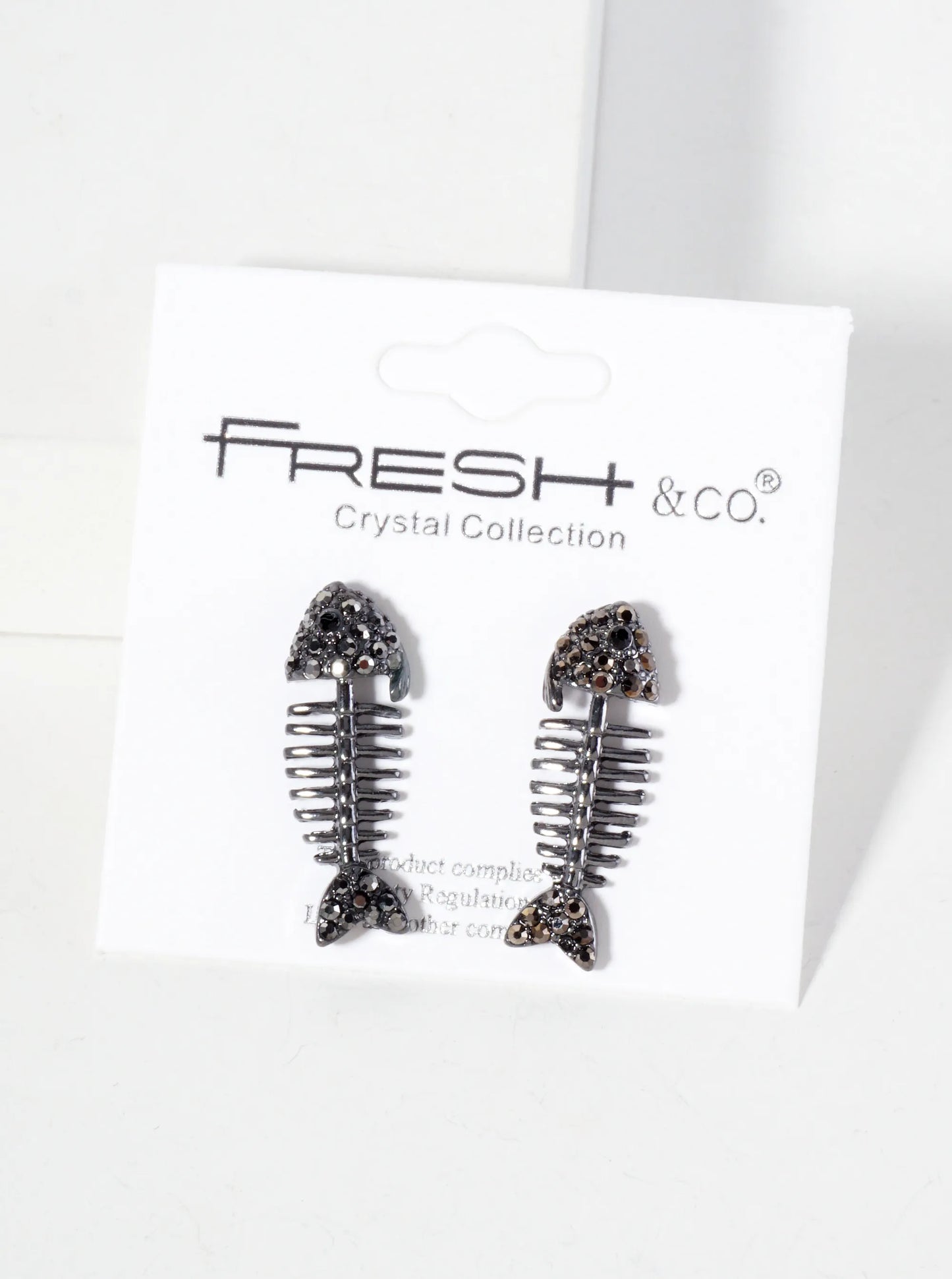 Crystal Pave 1 Inch Fishbone Stud Earrings