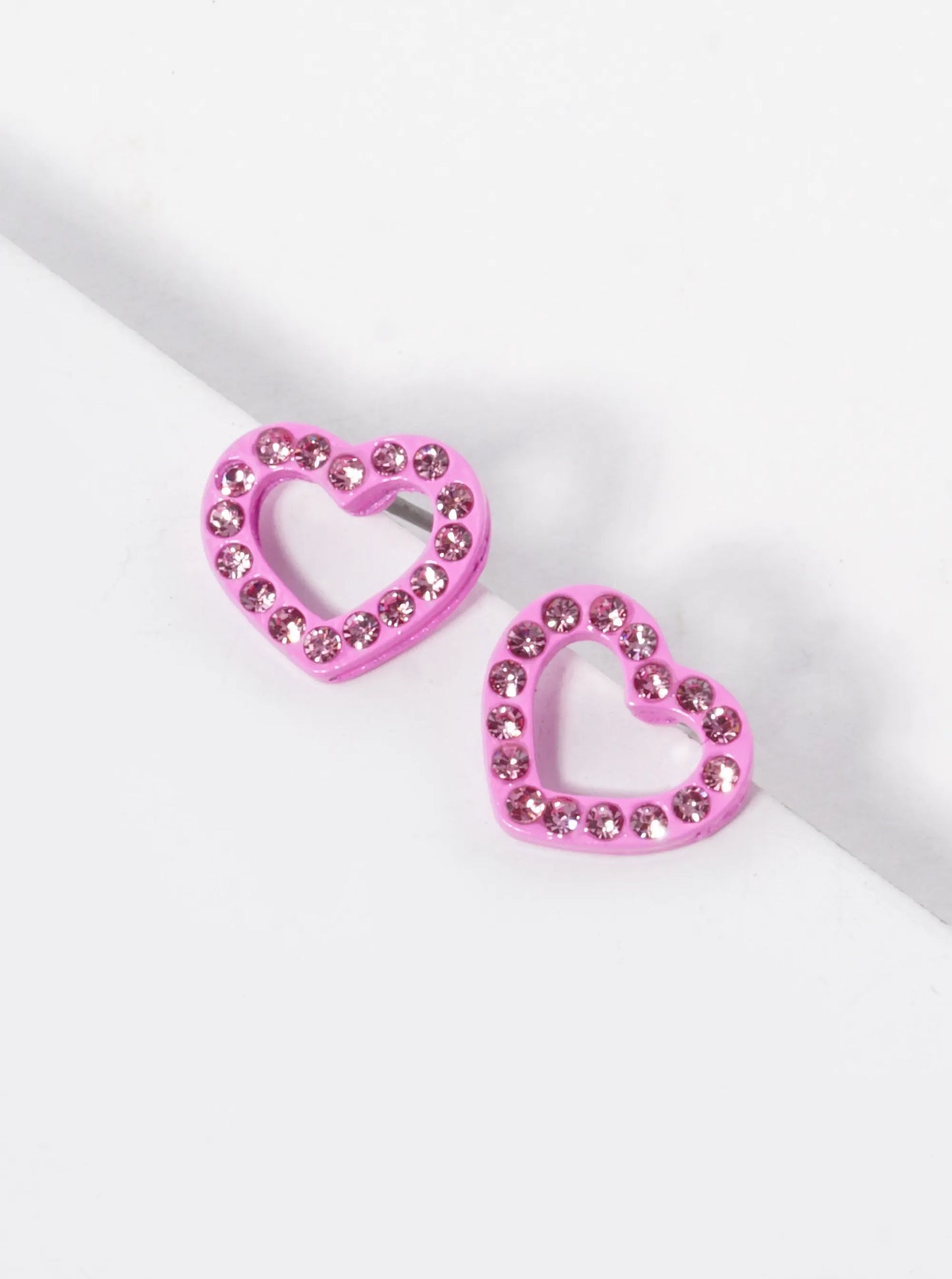 Crystal Pave 10mm Dainty Heart Stud Earrings