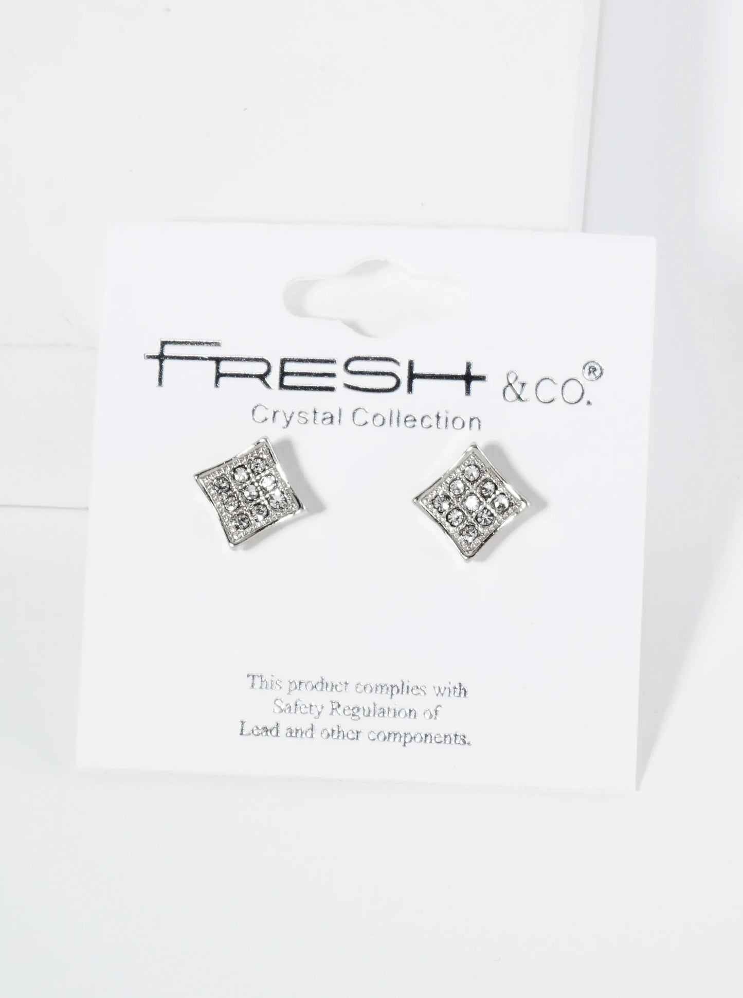 Crystal Pave 10mm Diamond Shape Stud Earrings