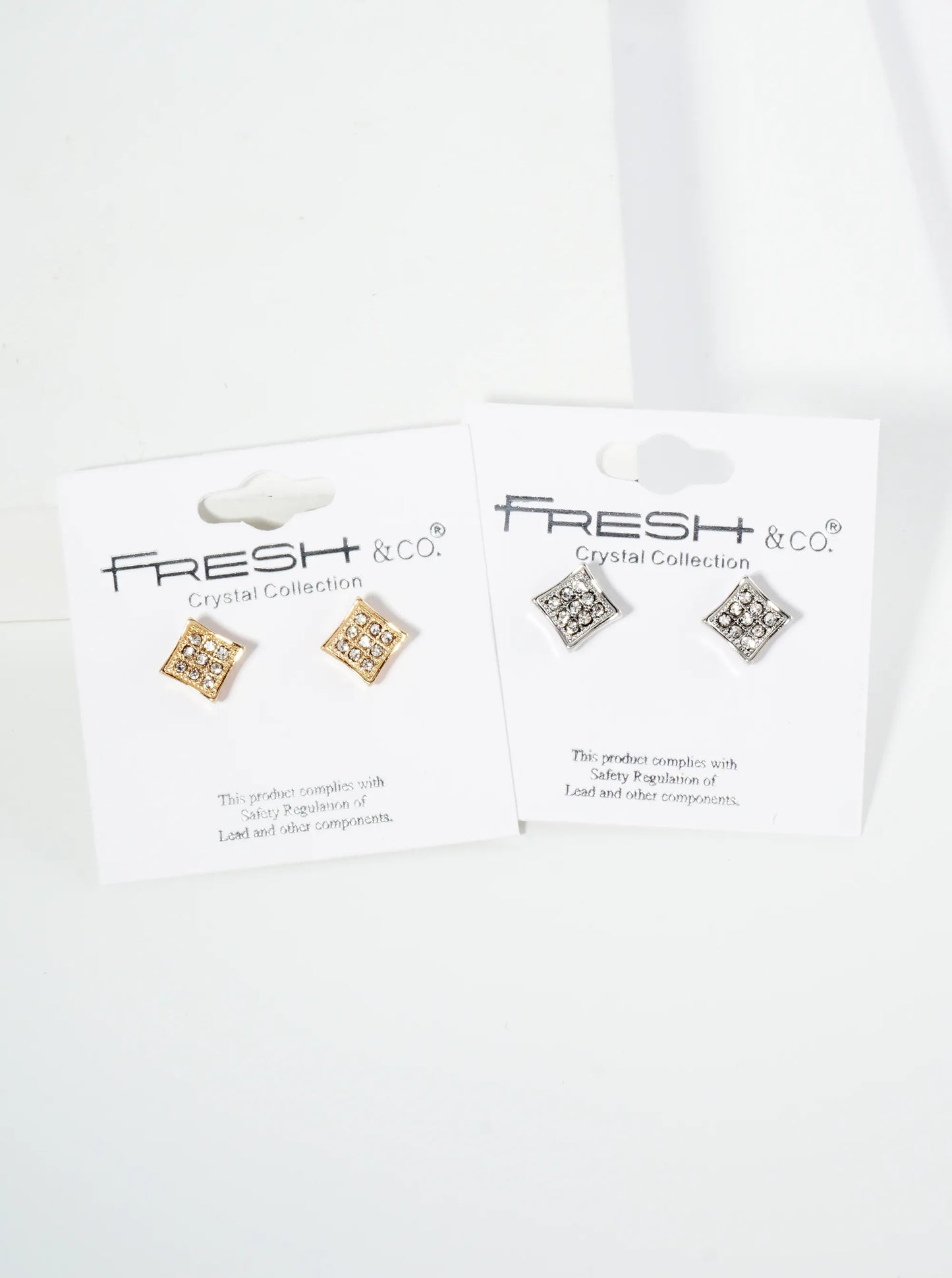 Crystal Pave 10mm Diamond Shape Stud Earrings