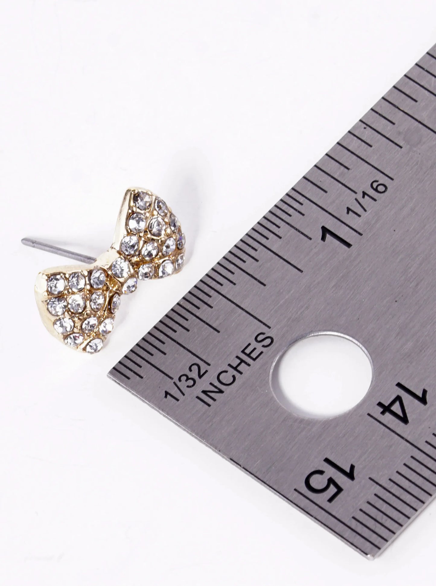 Crystal Pave 10mm Ribbon Bow Stud Earrings