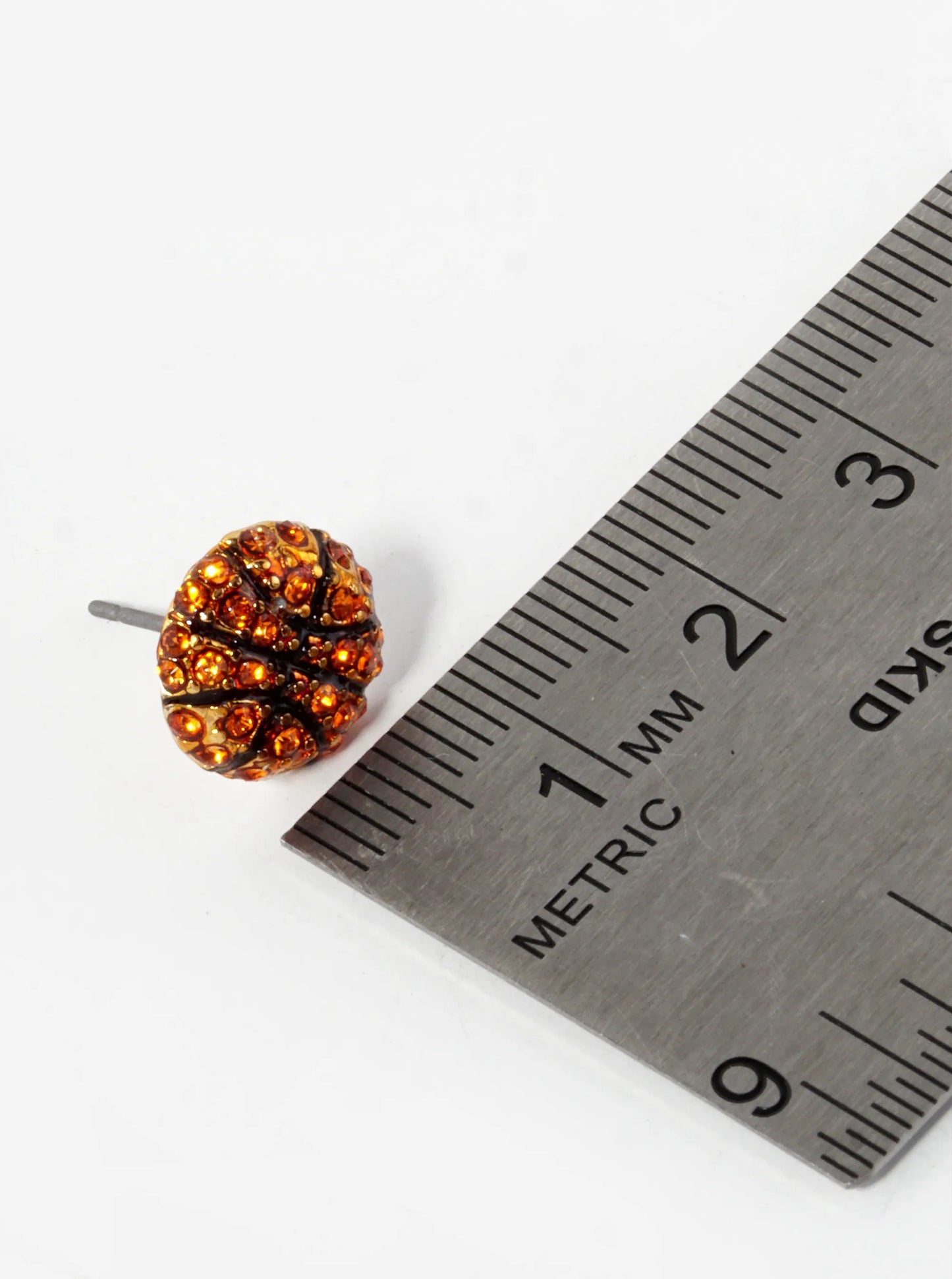 Crystal Pave 11mm Basketball Button Stud Earrings