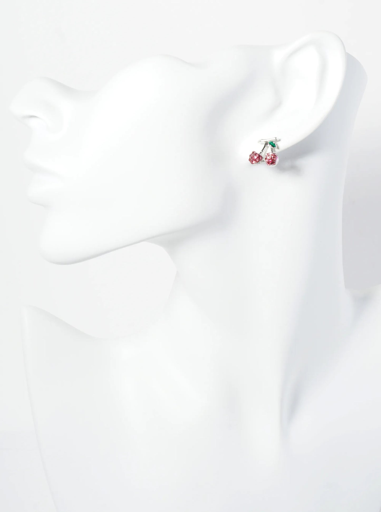 Crystal Pave 11mm Dainty Cherry Stud Earrings