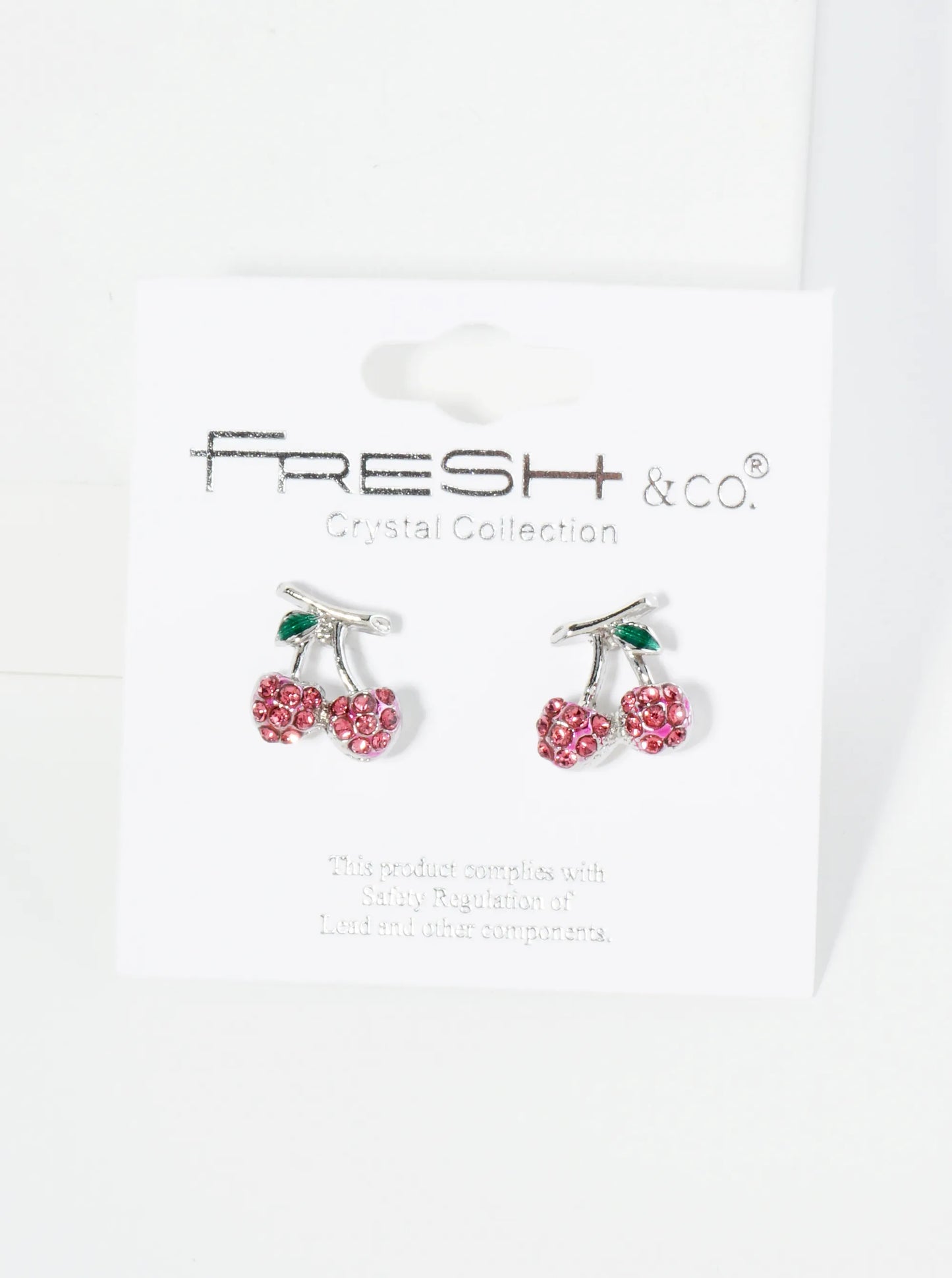 Crystal Pave 11mm Dainty Cherry Stud Earrings
