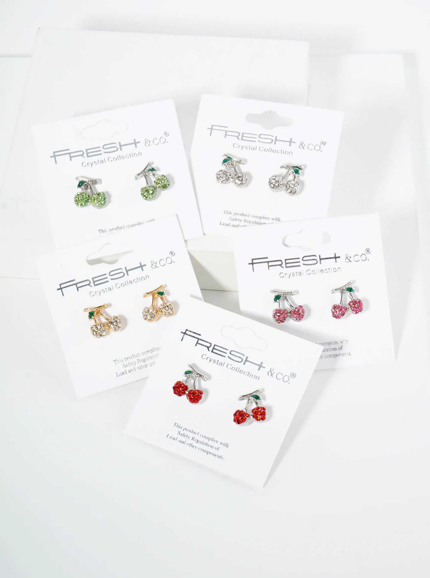 Crystal Pave 11mm Dainty Cherry Stud Earrings