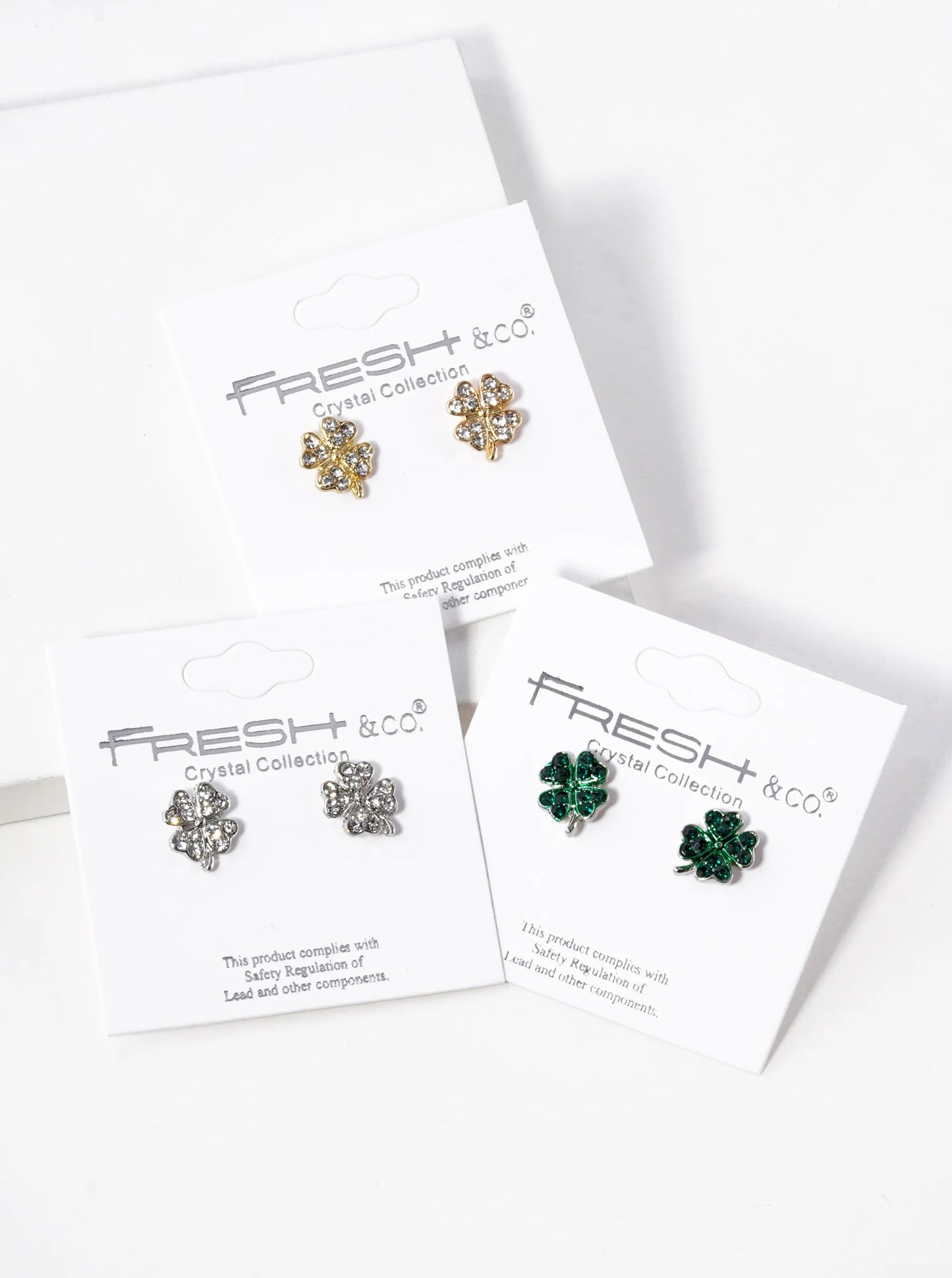 Crystal Pave 11mm Four-Leaf Clover Stud Earrings