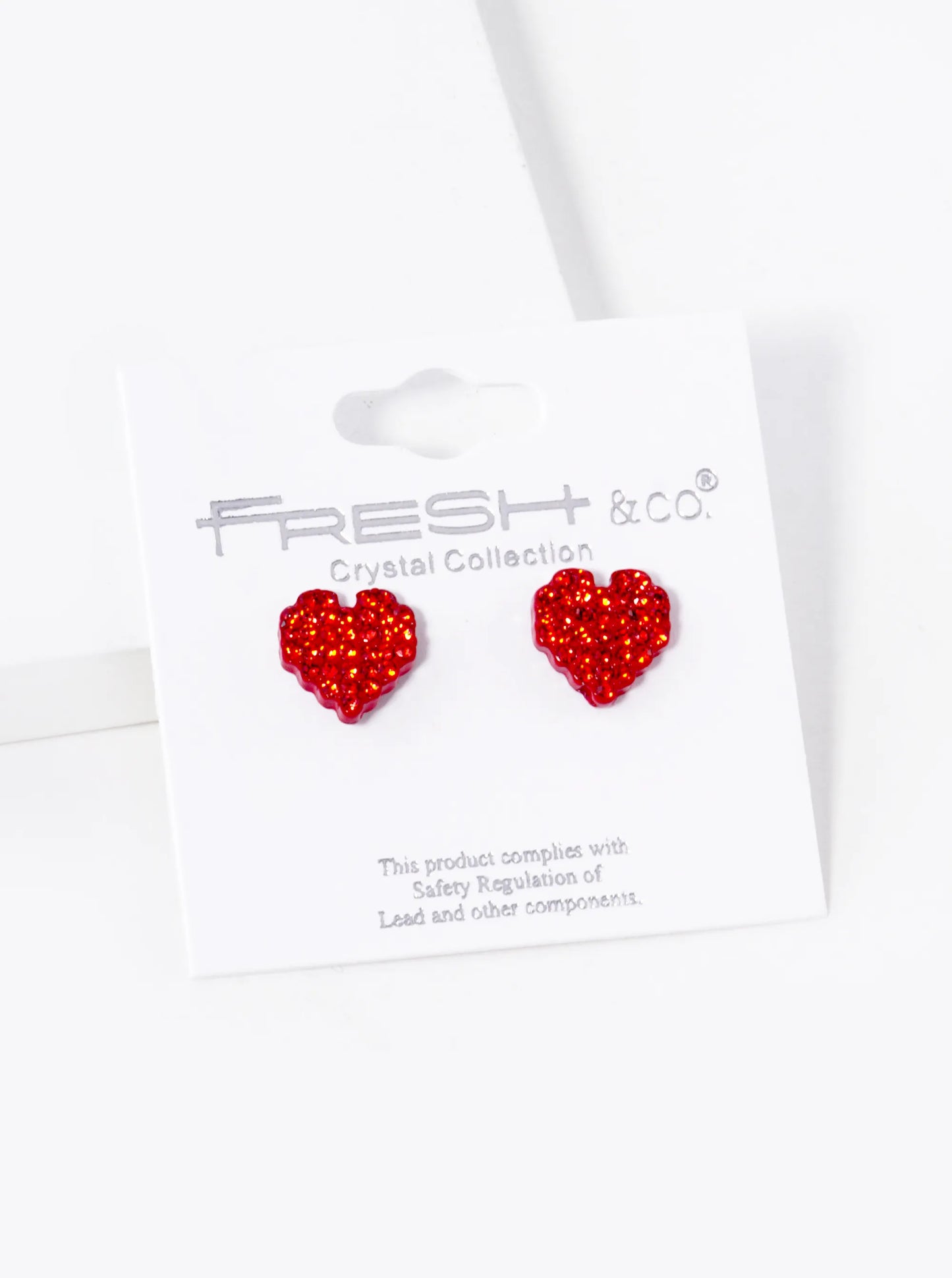 Crystal Pave 11mm Pixel Heart Post Stud Earrings