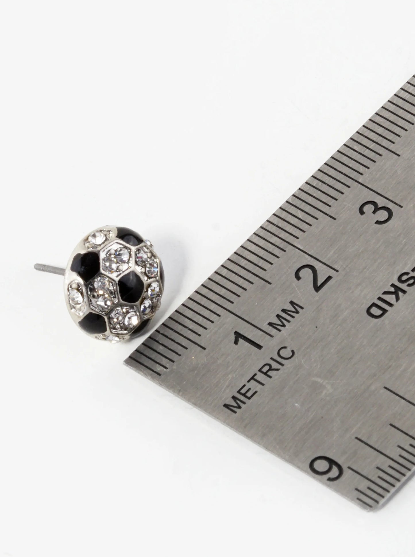 Crystal Pave 11mm Soccer Ball Button Stud Earrings
