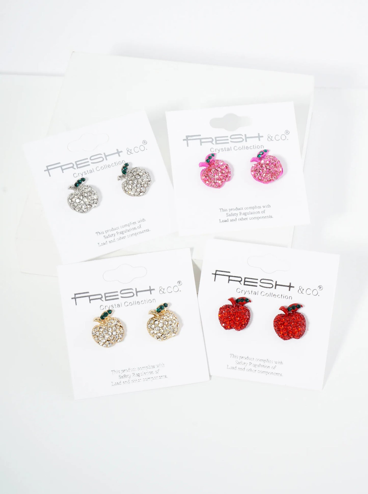 Crystal Pave 12mm Apple Stud Earrings