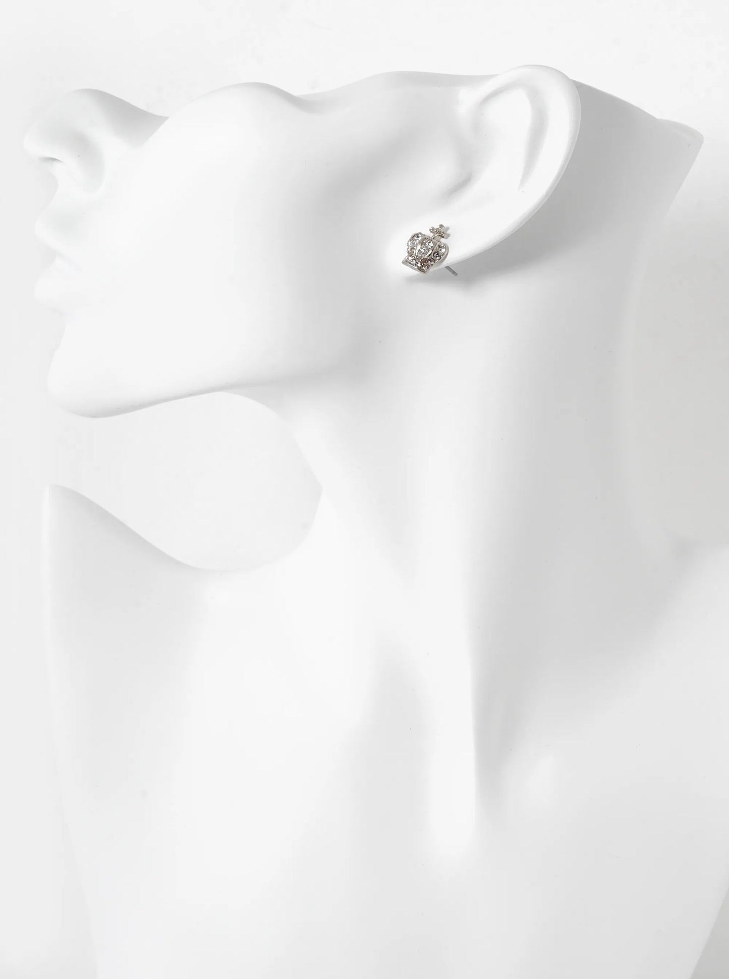 Crystal Pave 12mm Catholic Crown Stud Earrings