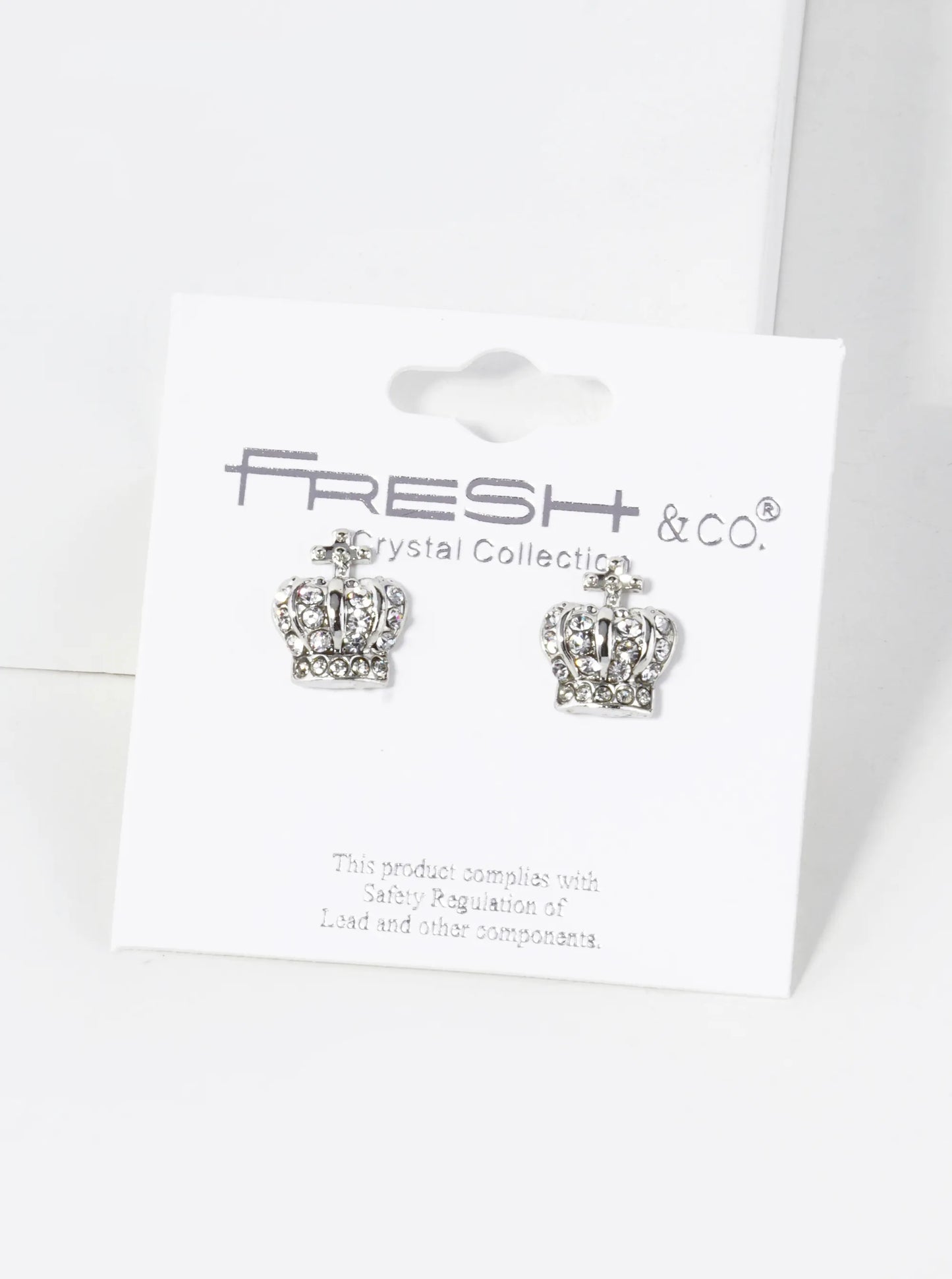 Crystal Pave 12mm Catholic Crown Stud Earrings