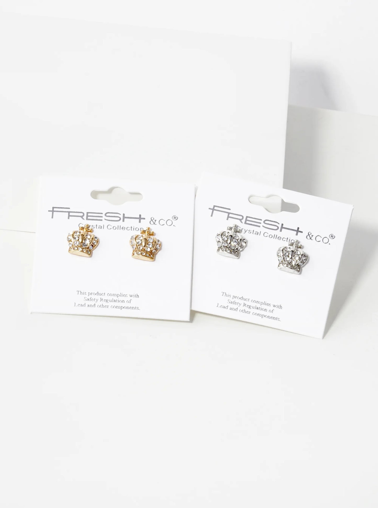 Crystal Pave 12mm Catholic Crown Stud Earrings