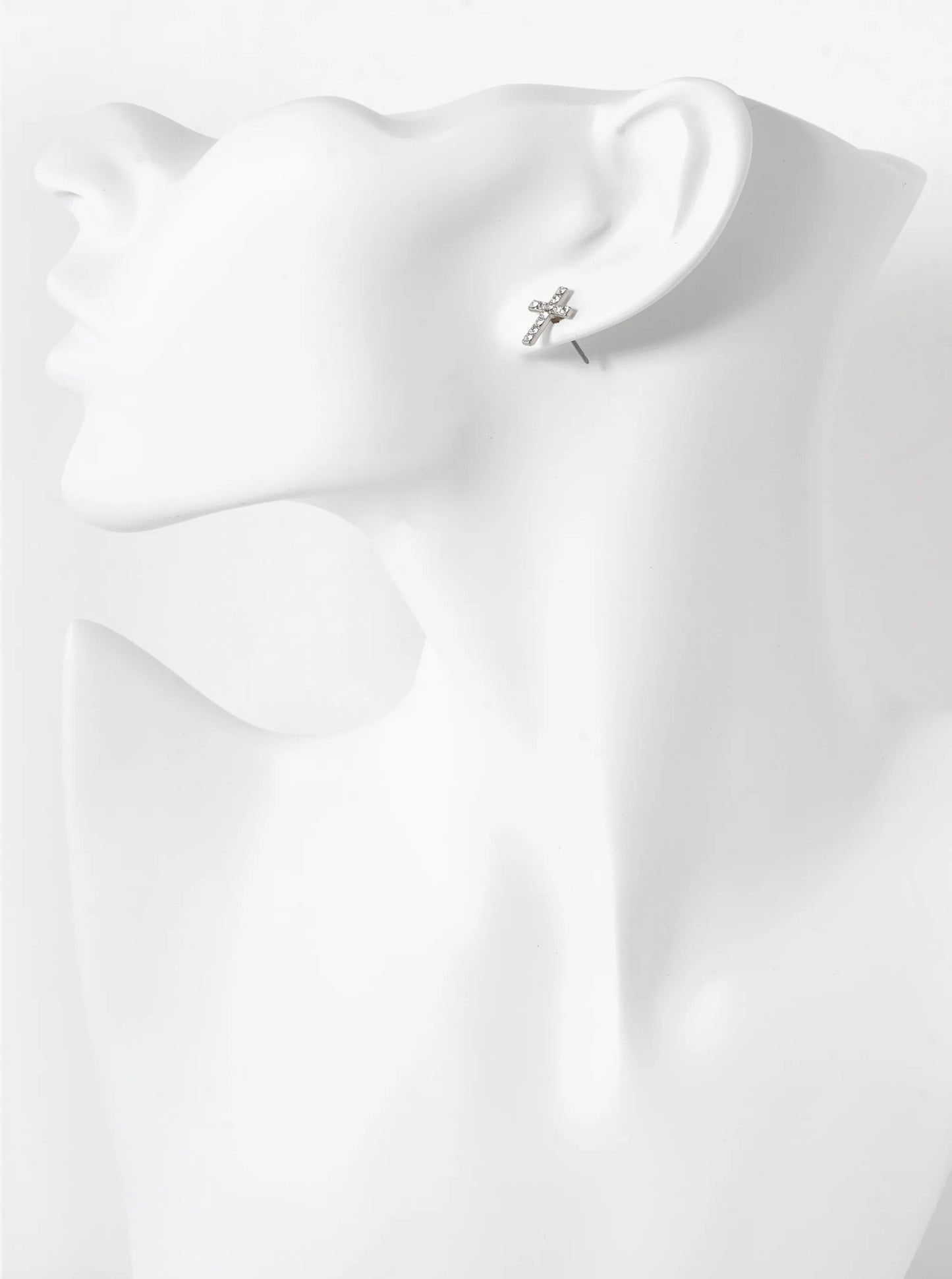 Crystal Pave 12mm Cross Stud Earrings