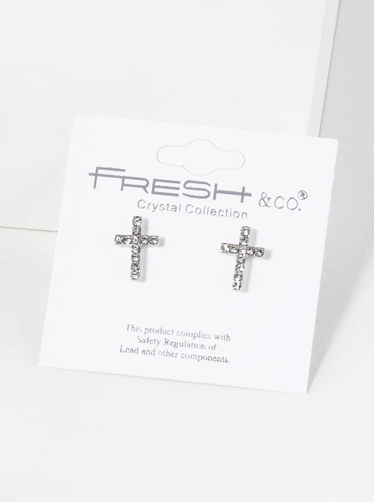 Crystal Pave 12mm Cross Stud Earrings