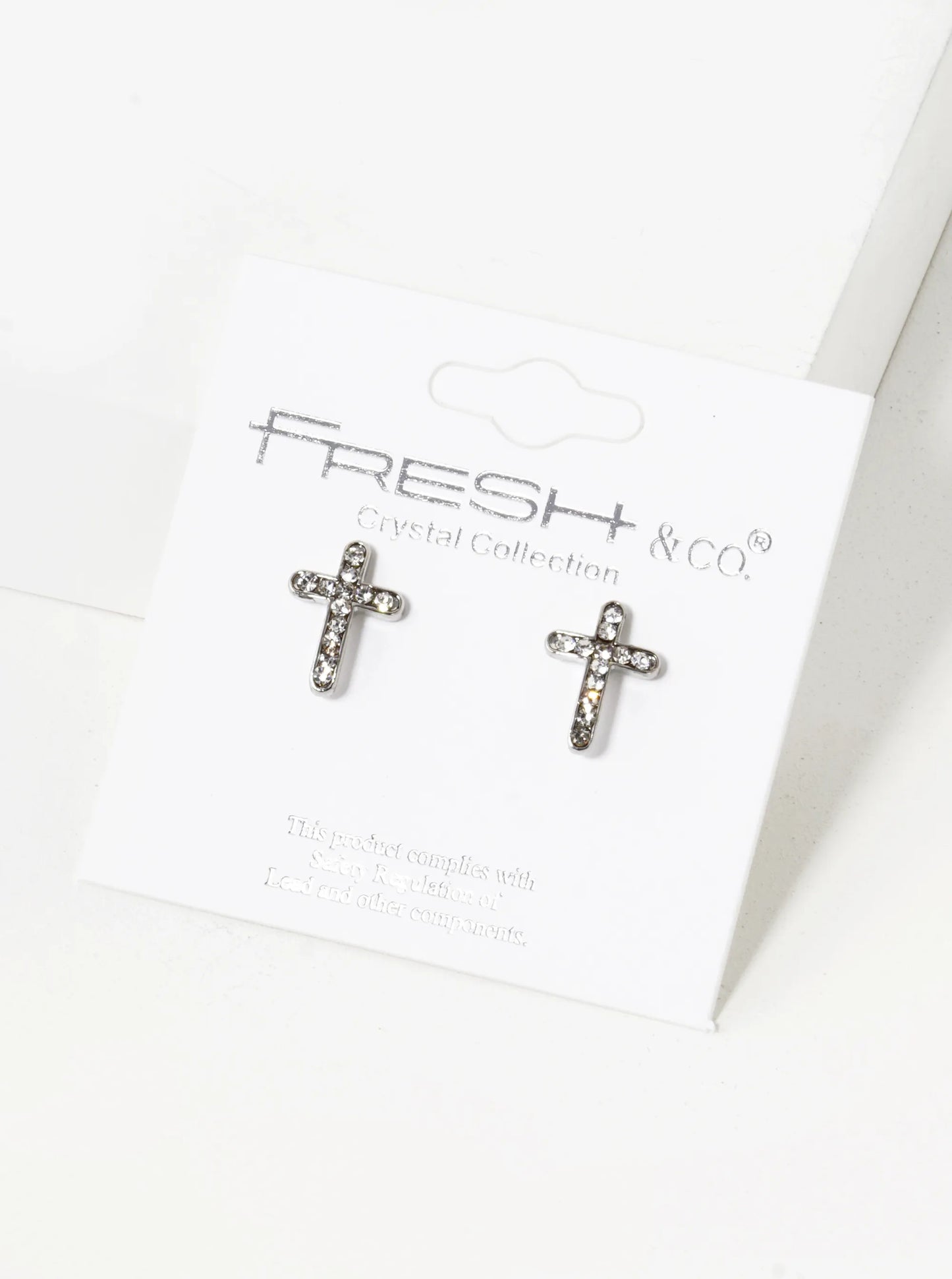 Crystal Pave 12mm Cross Stud Earrings