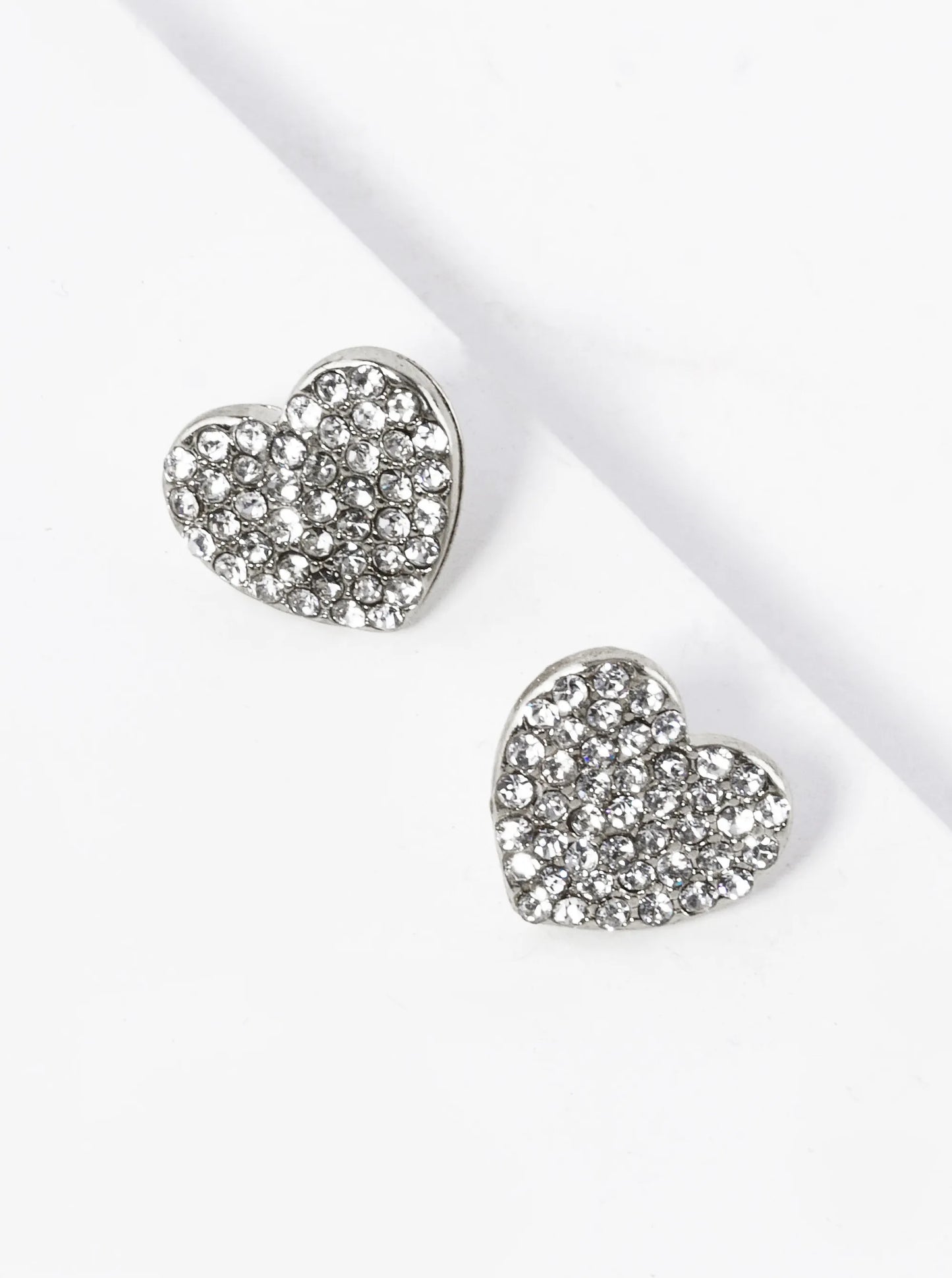 Crystal Pave 12mm Heart Post Stud Earrings