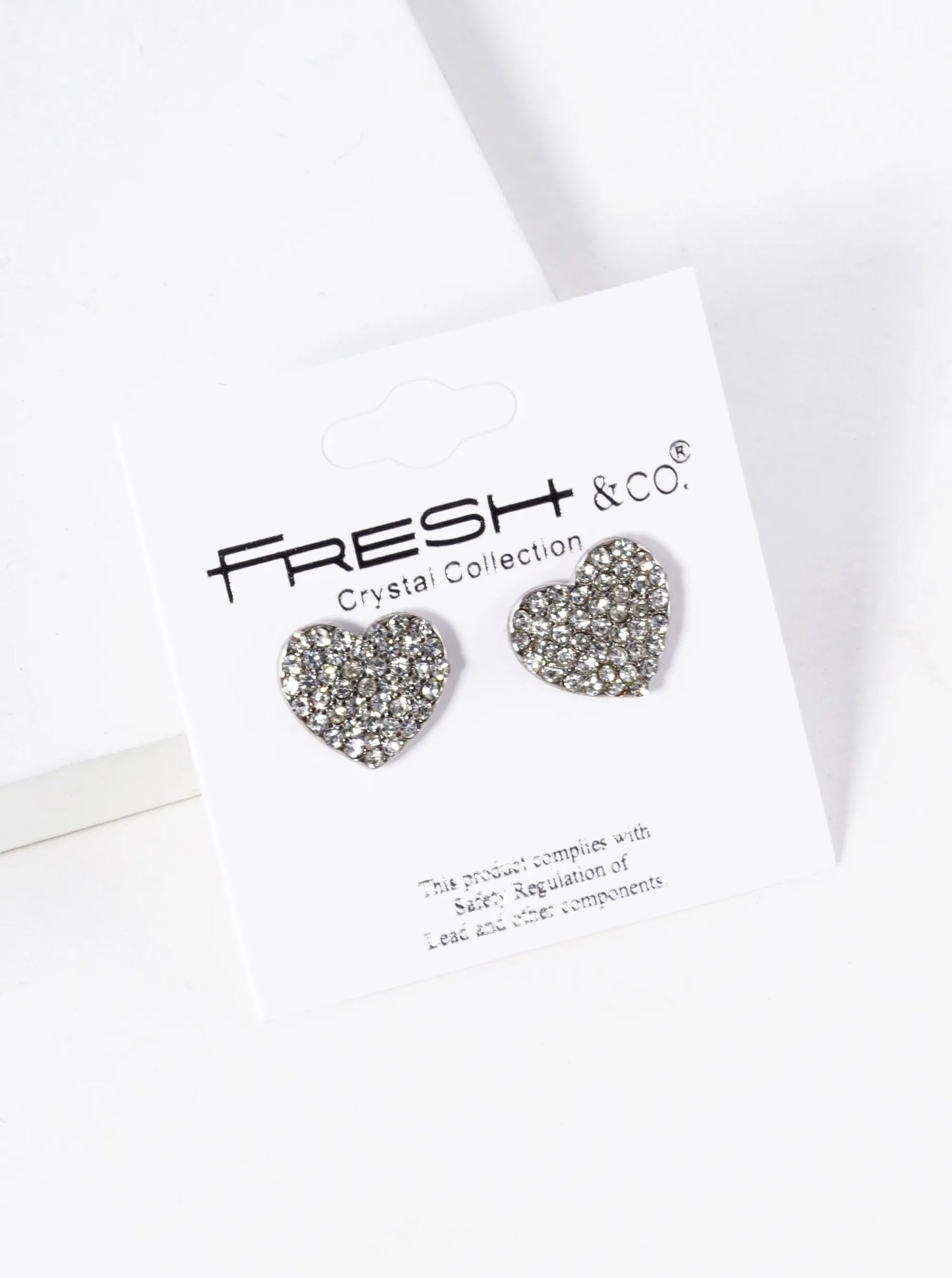 Crystal Pave 12mm Heart Post Stud Earrings