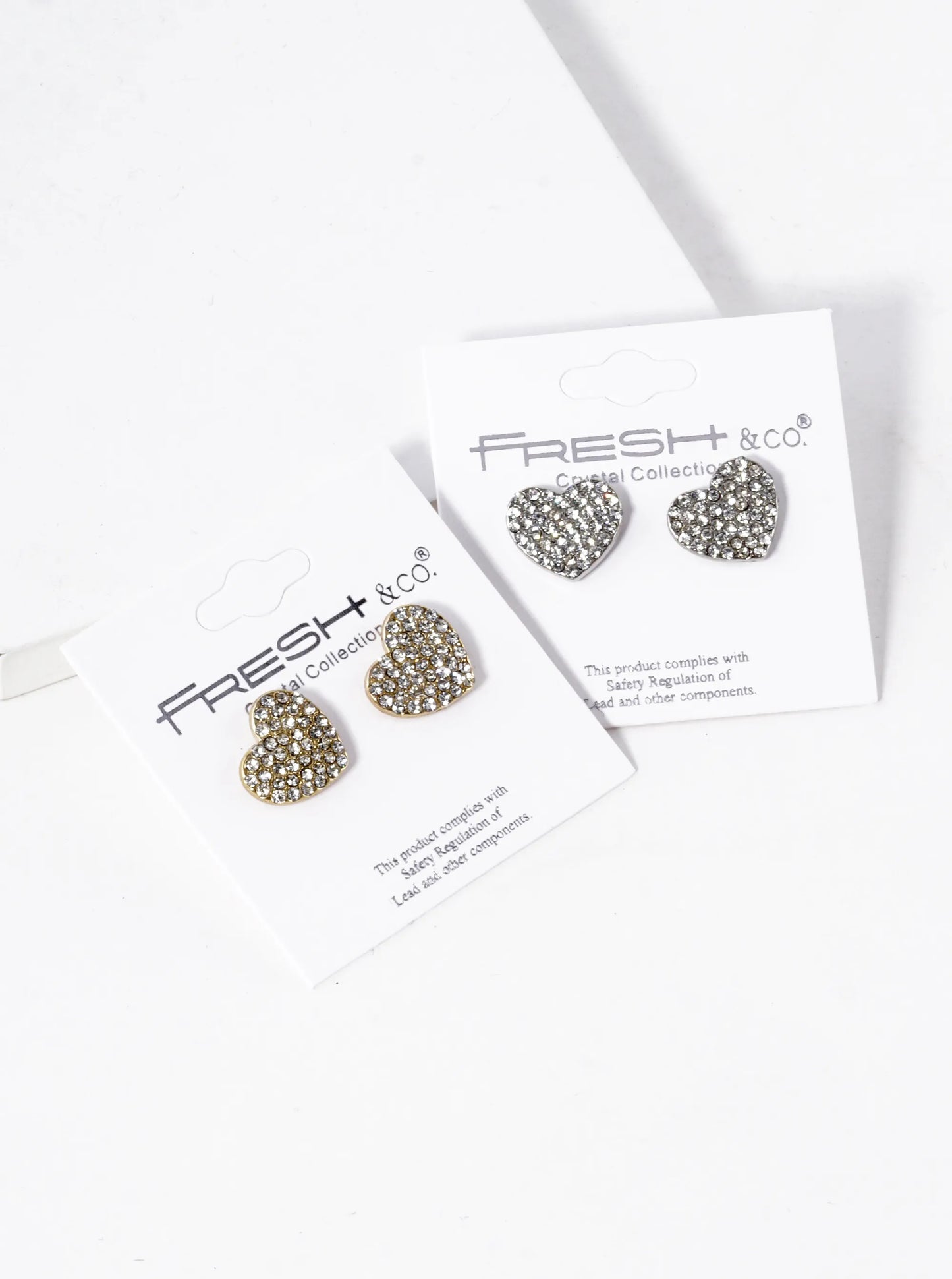 Crystal Pave 12mm Heart Post Stud Earrings