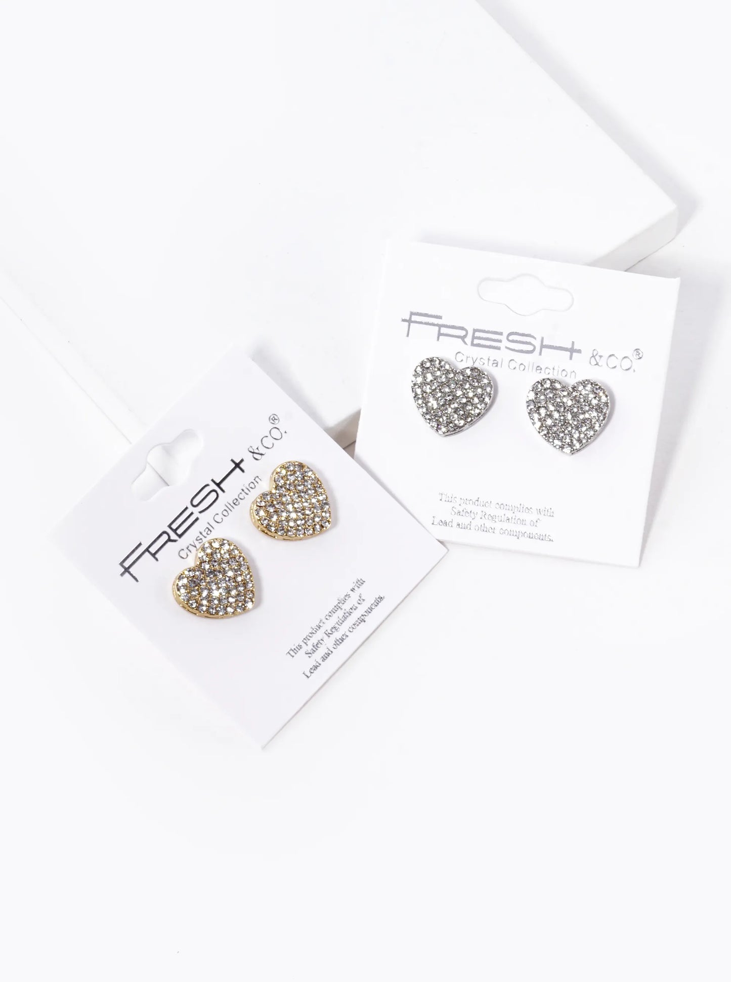 Crystal Pave 12mm Heart Stud Earrings